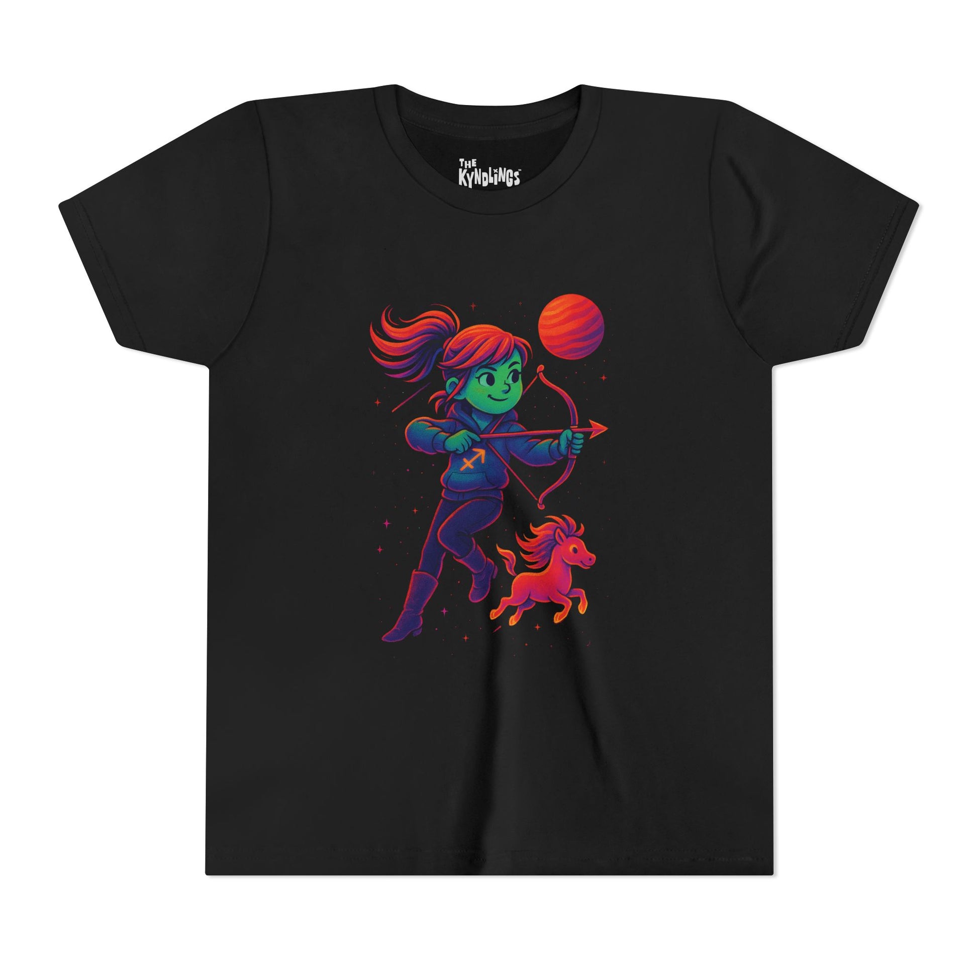 Sagittarius Zodiac Girl Youth T-Shirt | Astrology Gift for Kids | Cute Zodiac Sign Tee