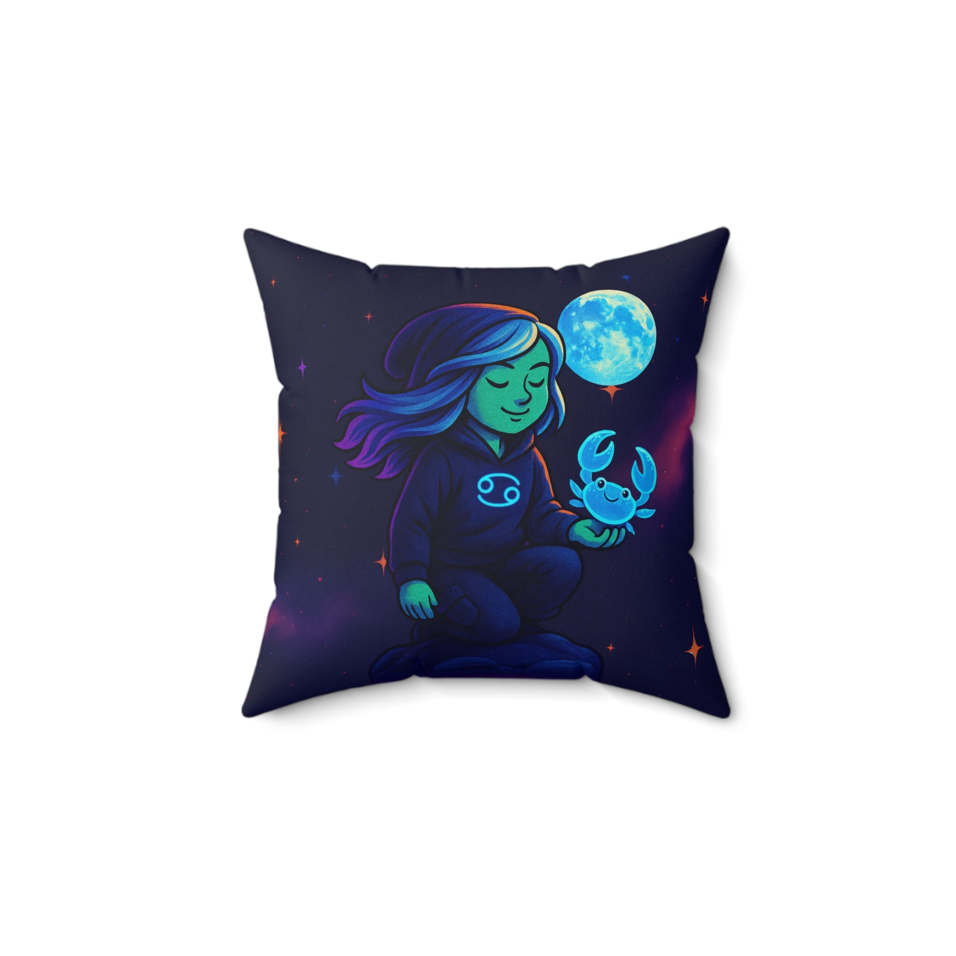 Zodiac Girls: Cancer Sign Pillow - Zodiac Sign Horoscope Character Design Pillow