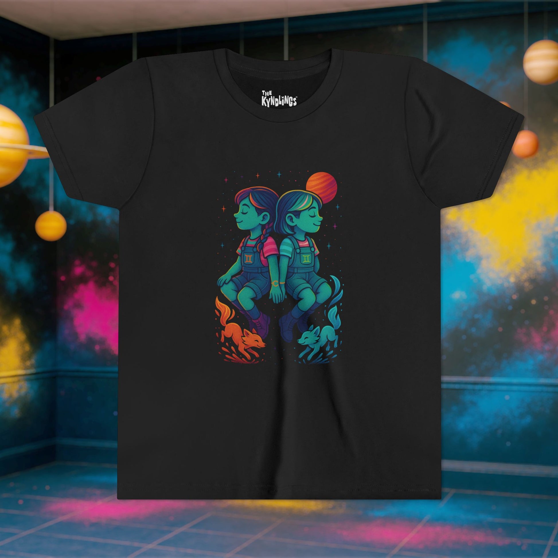 Gemini Zodiac Girl Youth T-Shirt | Astrology Gift for Kids | Cute Zodiac Sign Tee