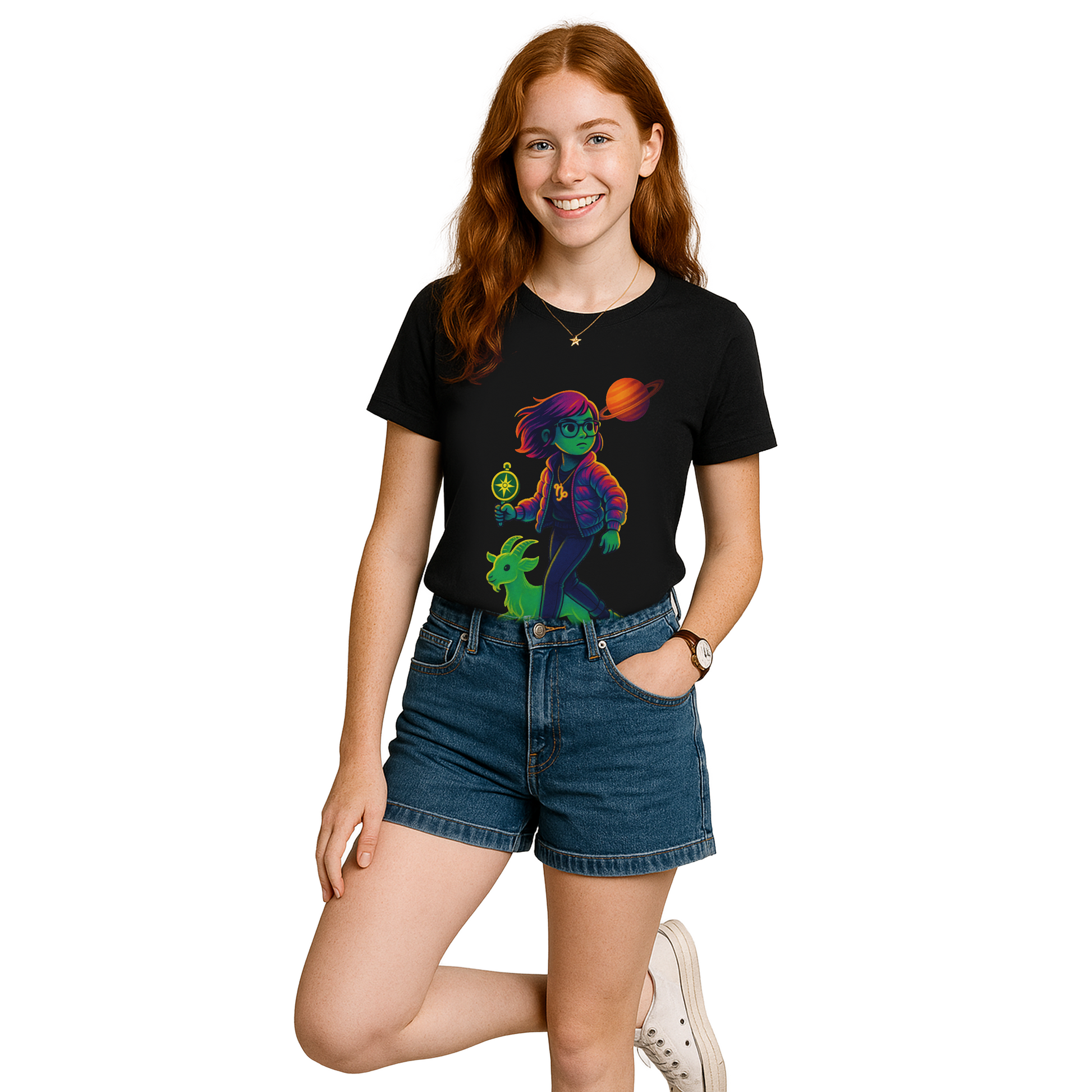 Capricorn Zodiac Girl Youth T-Shirt | Astrology Gift for Kids | Cute Zodiac Sign Tee