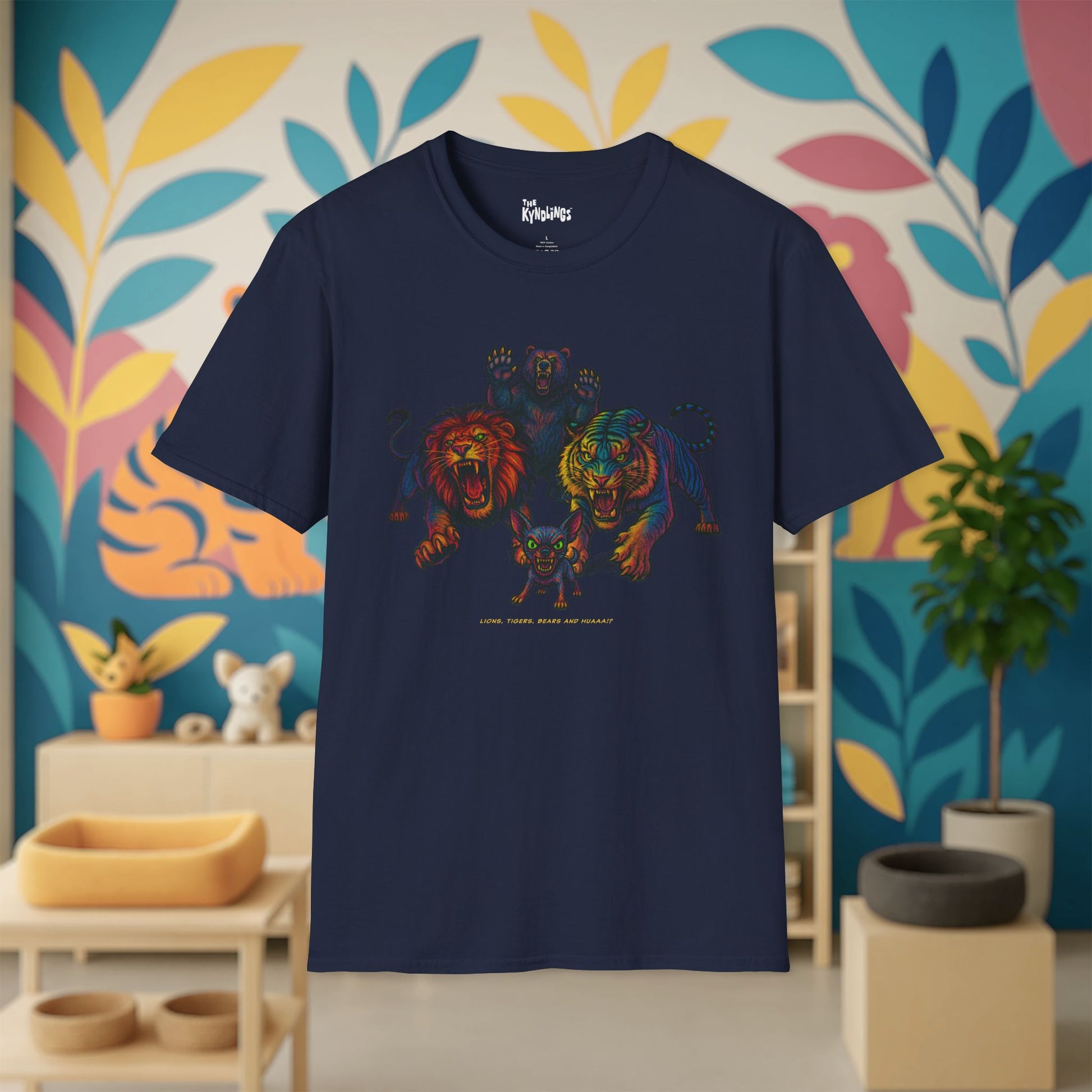 Lions Tigers Bears & HUAA!? T-Shirt : Vibrant Animal Graphic Tee | Unisex Wildlife Shirt | Gift for Art and Nature Lovers, Chihuahua Lover