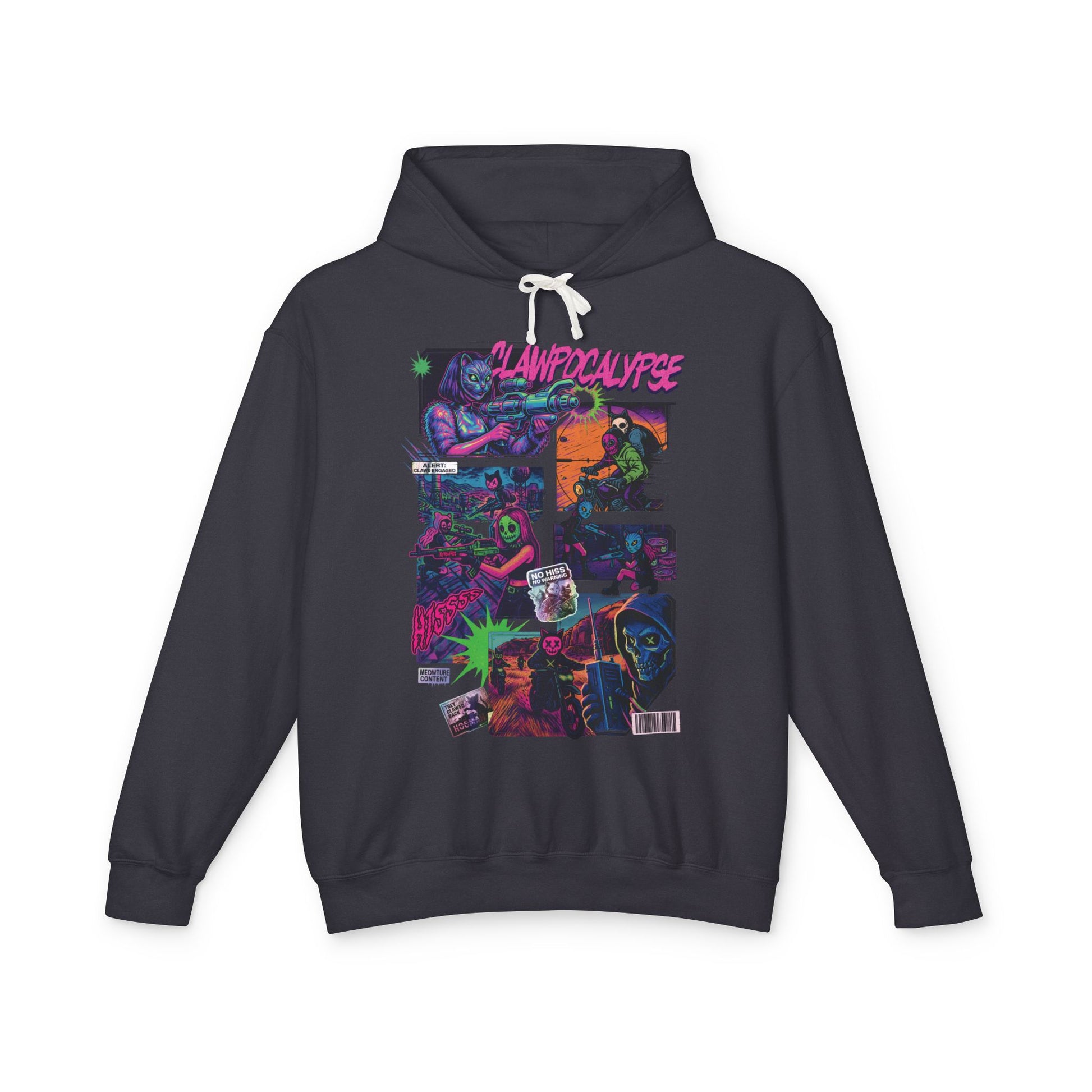 CAT-ACLYSM Hoodie - Comic Zine Style Retro Graphic Unisex Lightweight Hooded Sweatshirt
