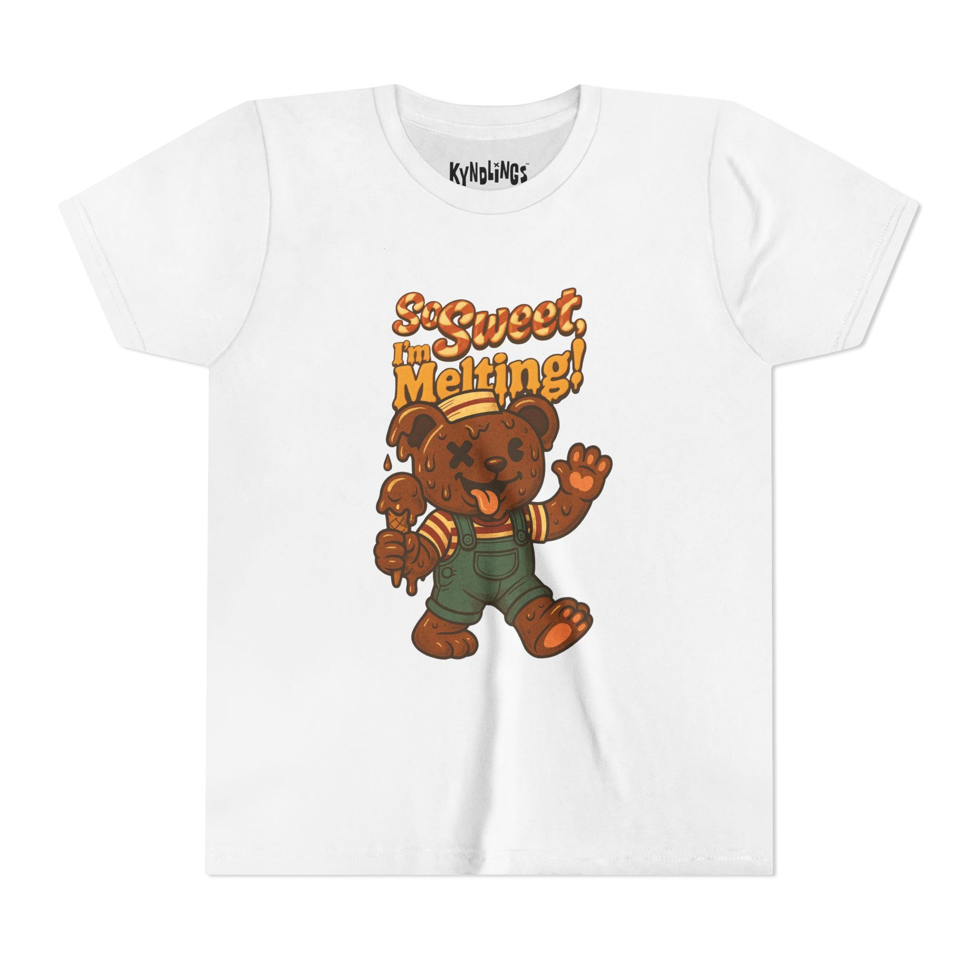 Sweet Melting Bear Youth Tee - Cute Kids T-Shirt, Adorable Gift, Summer Vibes, Ice Cream Theme, Birthday Outfit