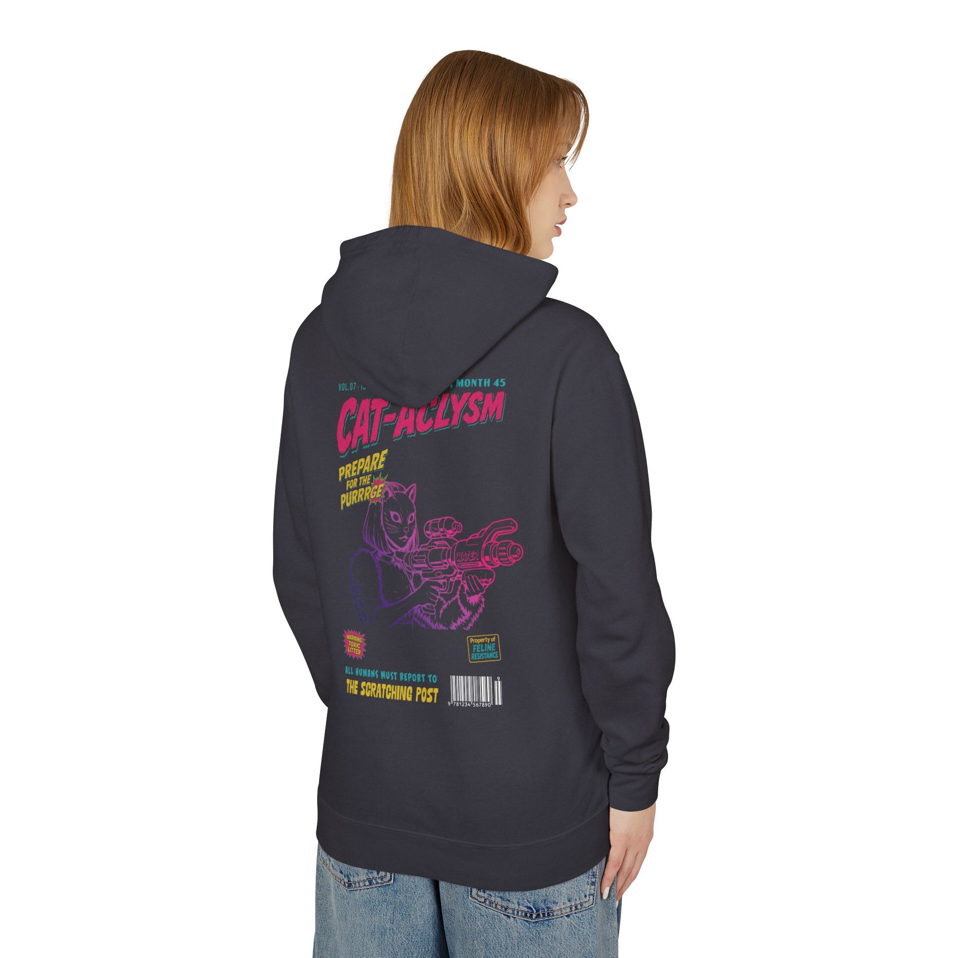 CAT-ACLYSM Hoodie - Comic Zine Style Retro Graphic Unisex Lightweight Hooded Sweatshirt