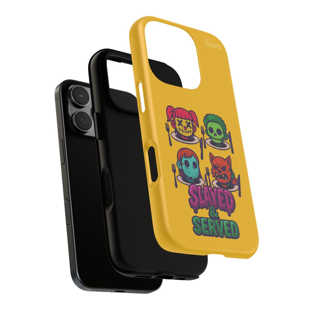 Slayed & Served Phone Case - Creepy Cute Masked Kids Neon Kawaii Horror Cover for iPhone and Samsung