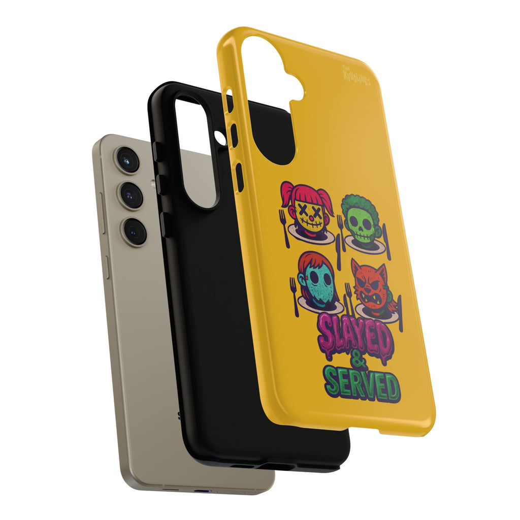Slayed & Served Phone Case - Creepy Cute Masked Kids Neon Kawaii Horror Cover for iPhone and Samsung