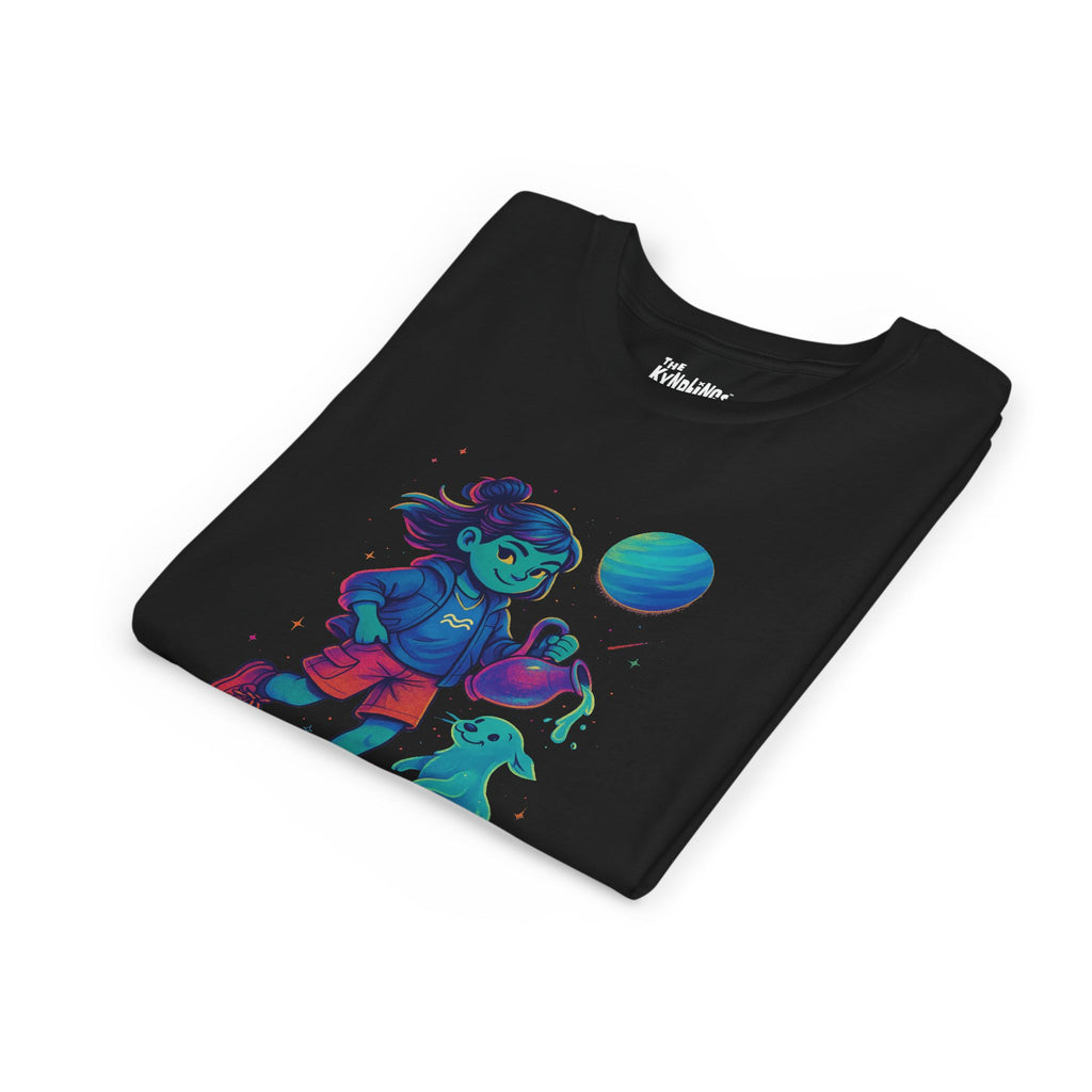 Aquarius Zodiac Girl Youth T-Shirt | Astrology Gift for Kids | Cute Zodiac Sign Tee