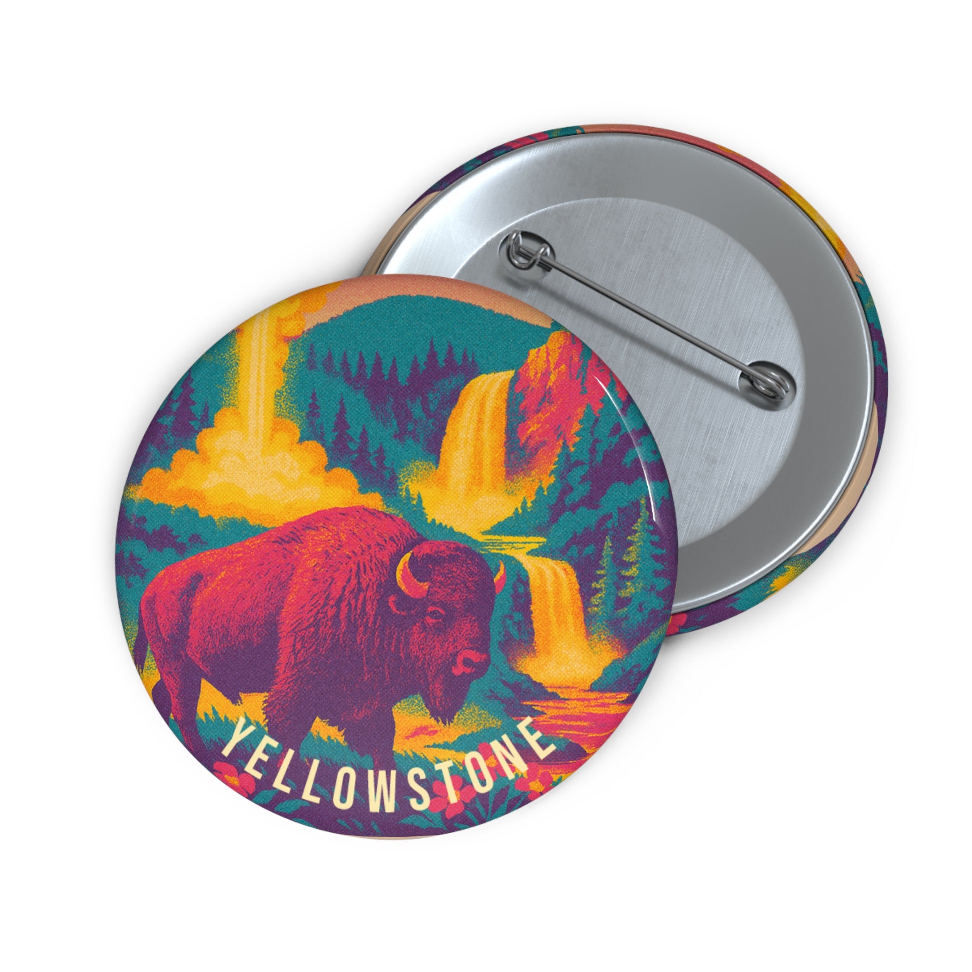 Yellowstone Ntl Park Pin Button: VINTAGEGRAPH Collection