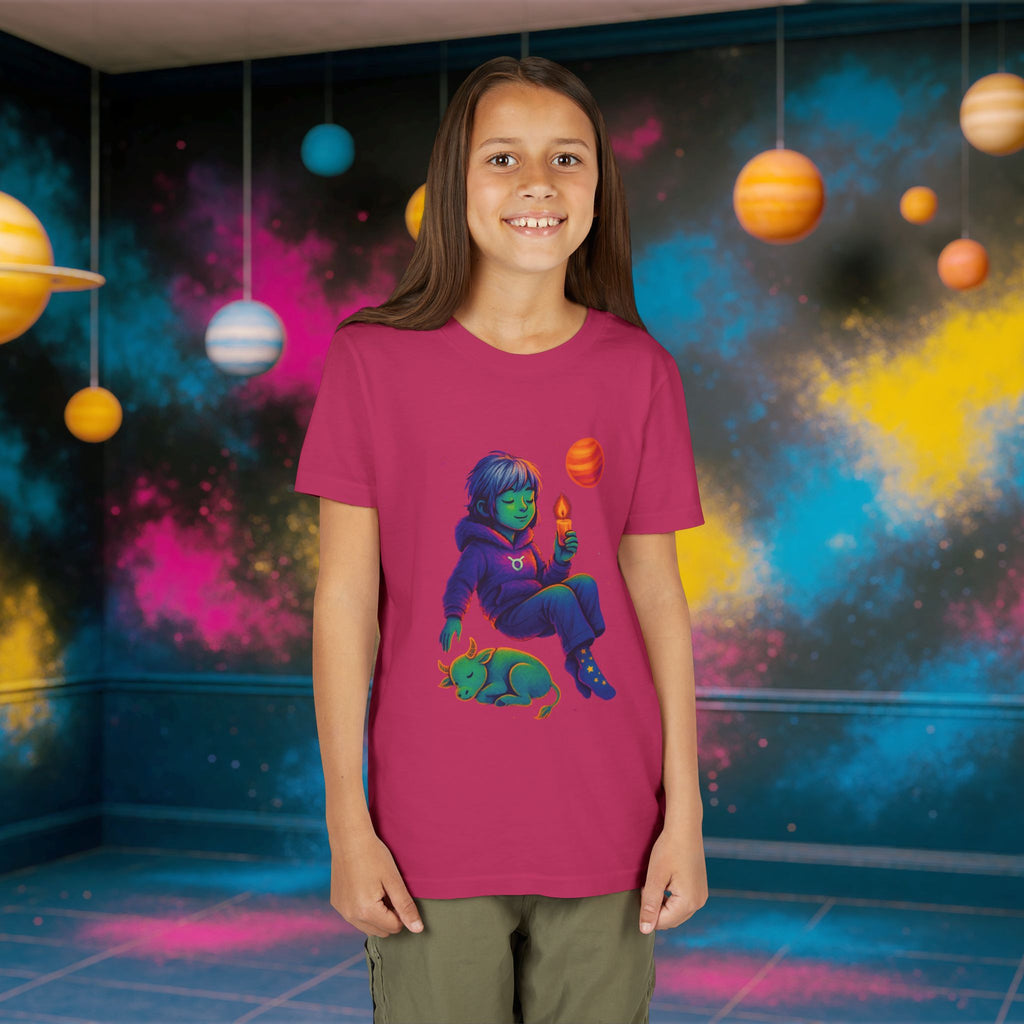 Taurus Zodiac Girl Youth T-Shirt | Astrology Gift for Kids | Cute Zodiac Sign Tee