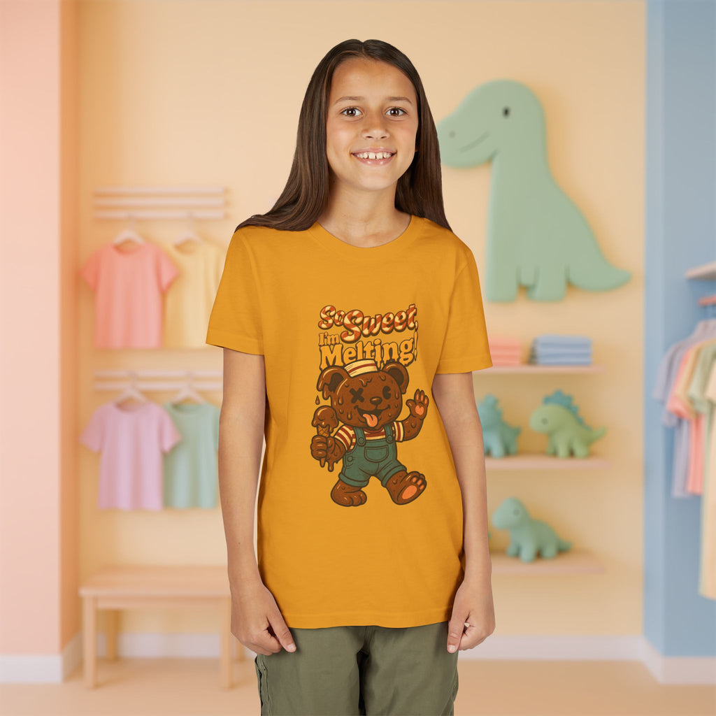 Sweet Melting Bear Youth Tee - Cute Kids T-Shirt, Adorable Gift, Summer Vibes, Ice Cream Theme, Birthday Outfit