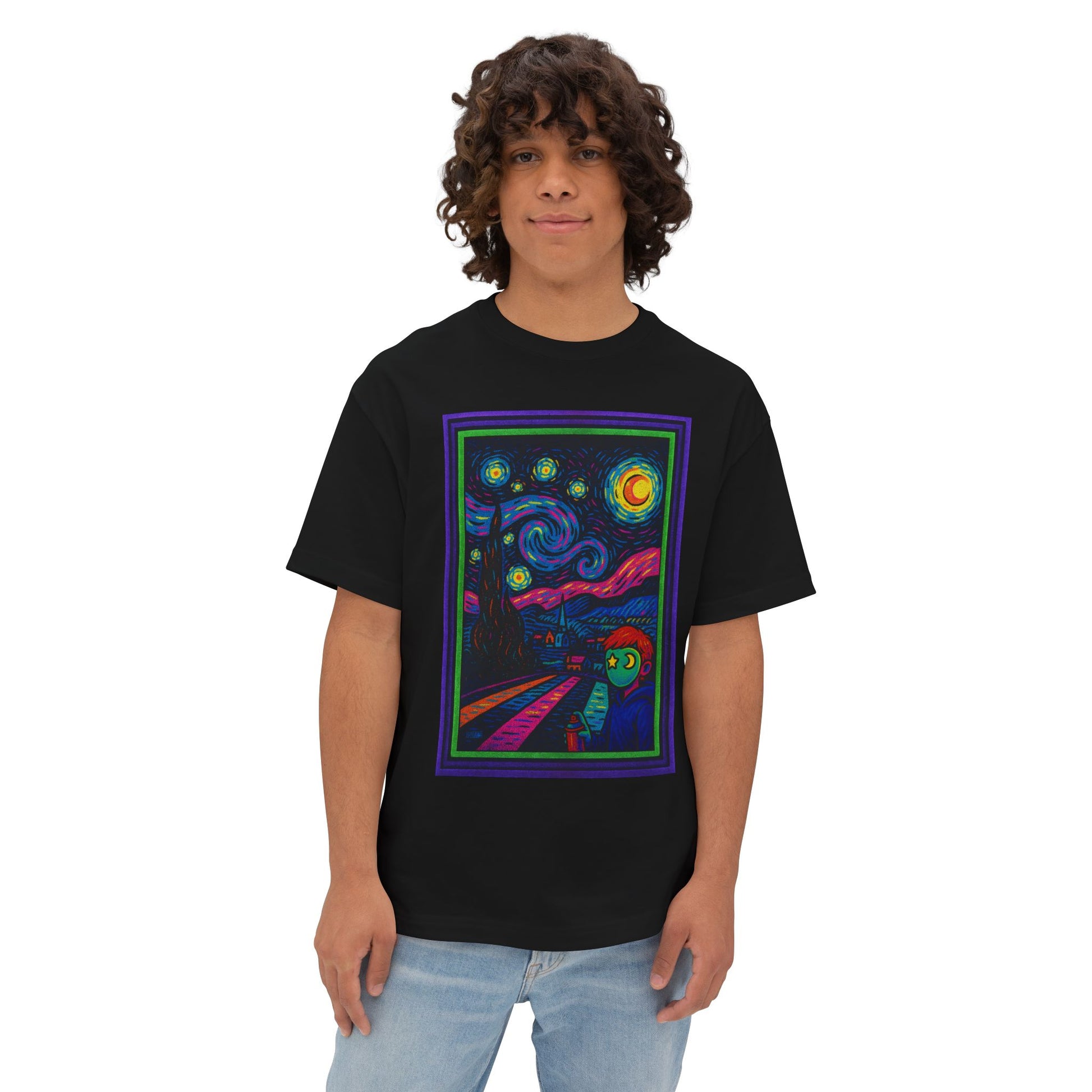 Starry Artist : Van Gogh Oversized Graphic Tee, Bold Unisex Streetwear Shirt