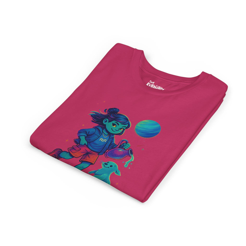 Aquarius Zodiac Girl Youth T-Shirt | Astrology Gift for Kids | Cute Zodiac Sign Tee