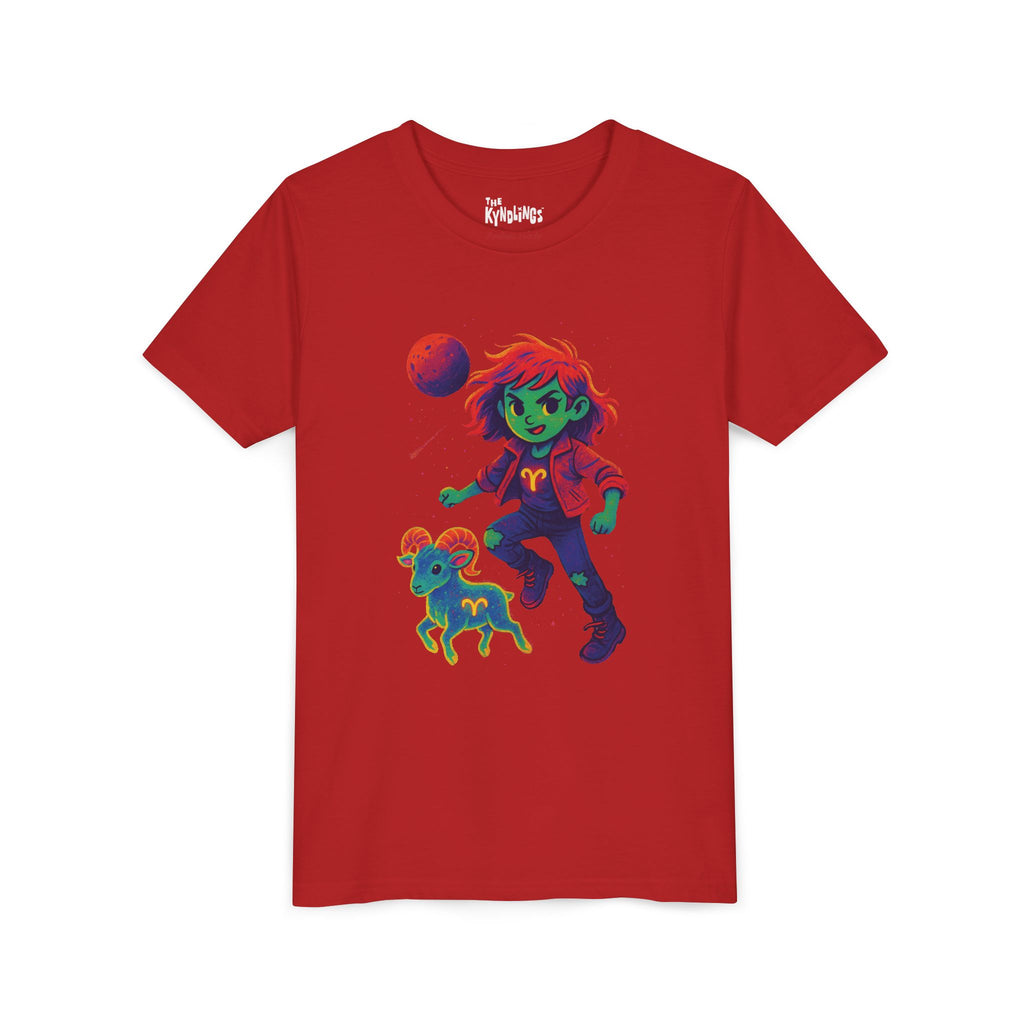 Aries Zodiac Girl Youth T-Shirt | Astrology Gift for Kids | Cute Zodiac Sign Tee
