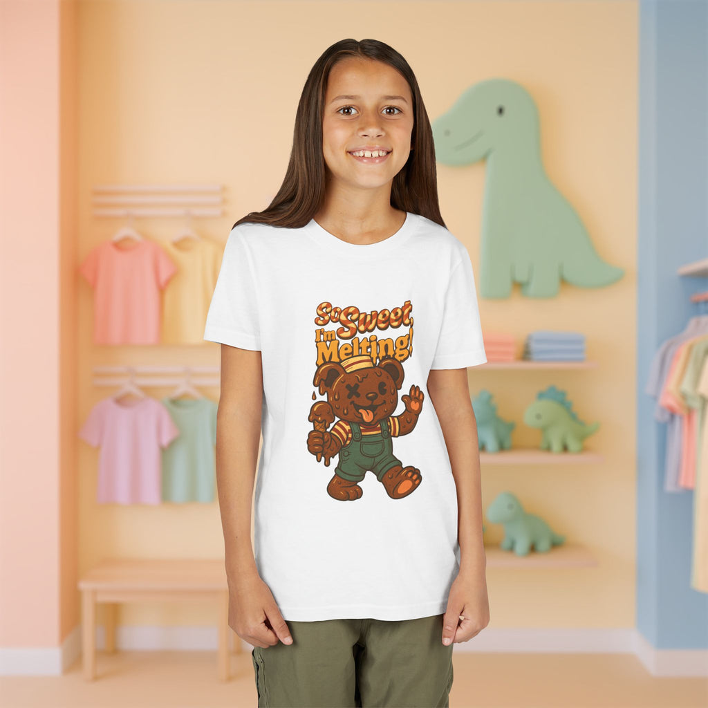 Sweet Melting Bear Youth Tee - Cute Kids T-Shirt, Adorable Gift, Summer Vibes, Ice Cream Theme, Birthday Outfit