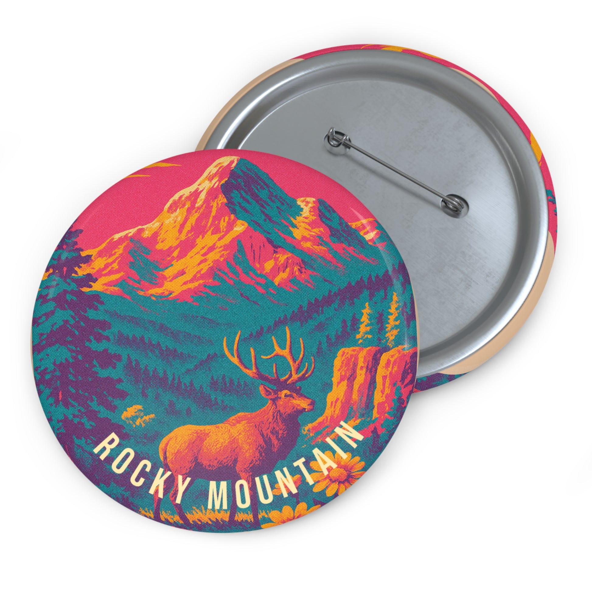 Rocky Mountain Ntl Park Pin Button: VINTAGEGRAPH Collection