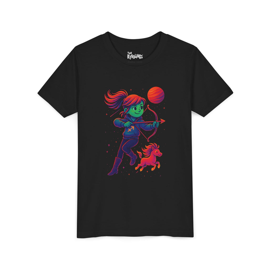 Sagittarius Zodiac Girl Youth T-Shirt | Astrology Gift for Kids | Cute Zodiac Sign Tee