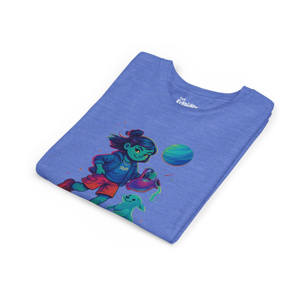Aquarius Zodiac Girl Youth T-Shirt | Astrology Gift for Kids | Cute Zodiac Sign Tee