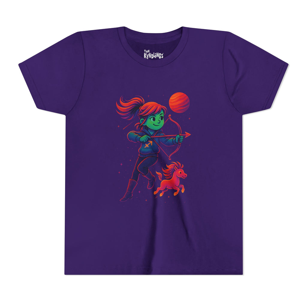 Sagittarius Zodiac Girl Youth T-Shirt | Astrology Gift for Kids | Cute Zodiac Sign Tee
