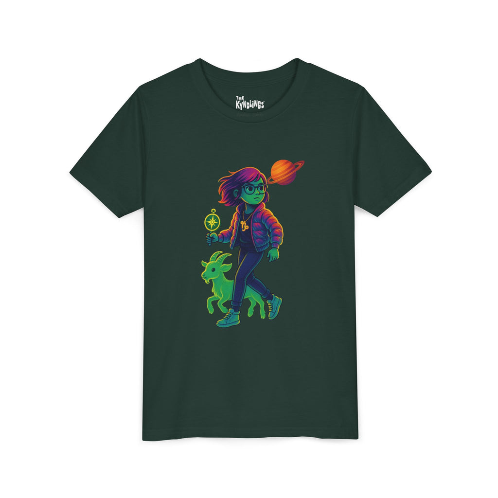 Capricorn Zodiac Girl Youth T-Shirt | Astrology Gift for Kids | Cute Zodiac Sign Tee