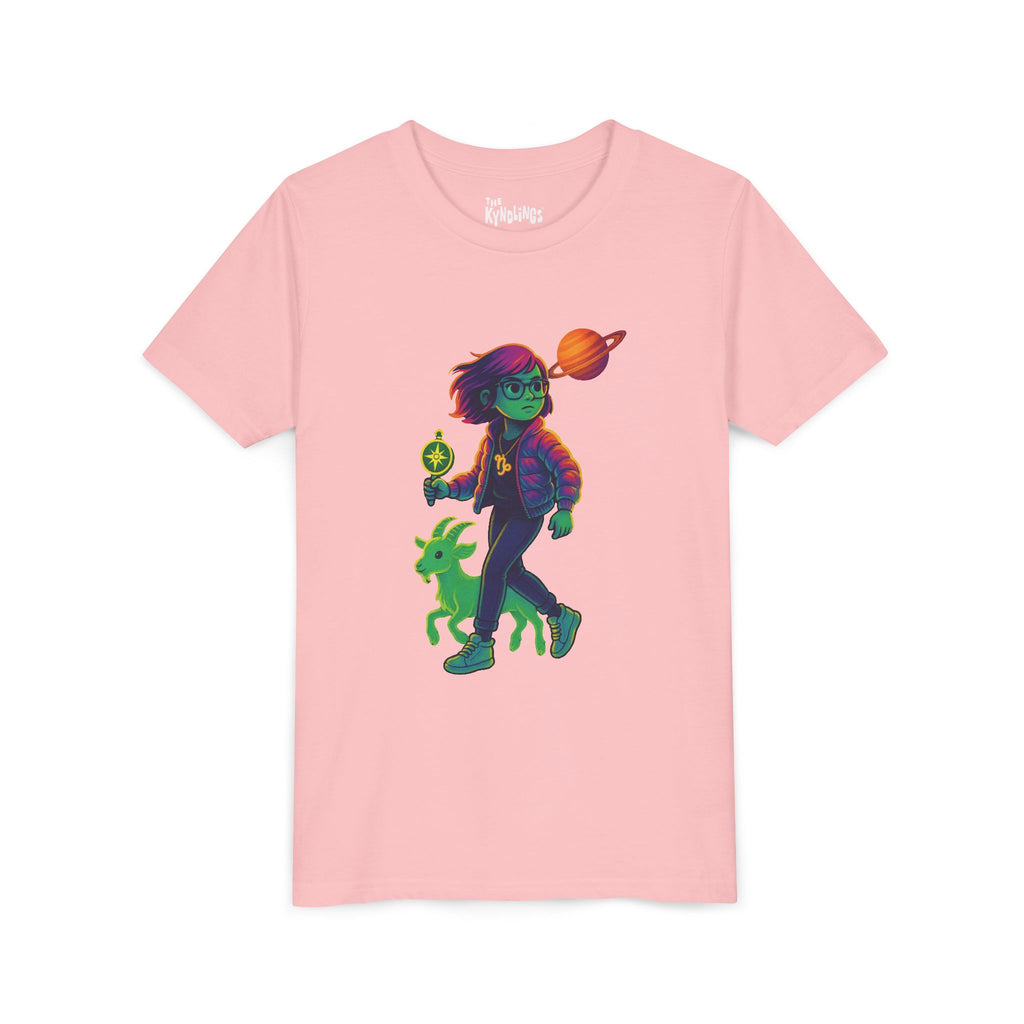 Capricorn Zodiac Girl Youth T-Shirt | Astrology Gift for Kids | Cute Zodiac Sign Tee