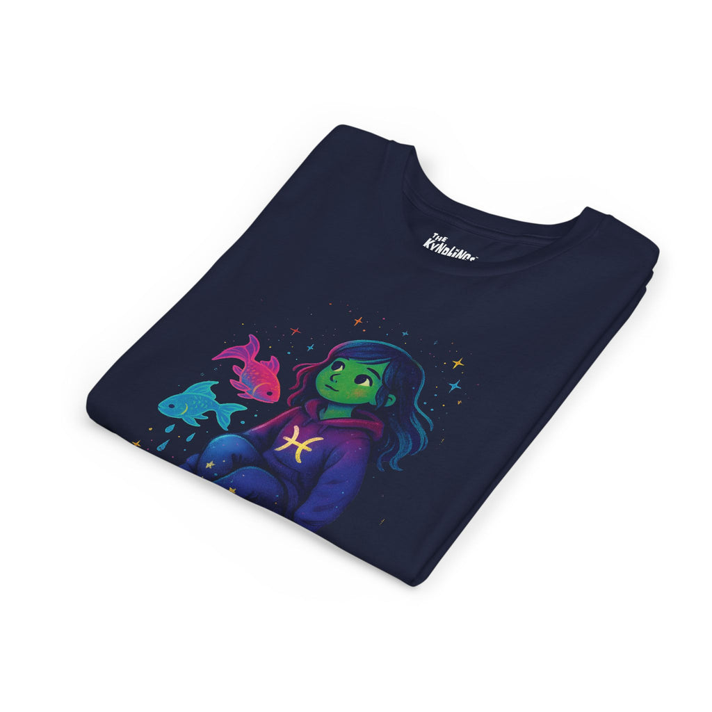 Pisces Zodiac Girl Youth T-Shirt | Astrology Gift for Kids | Cute Zodiac Sign Tee