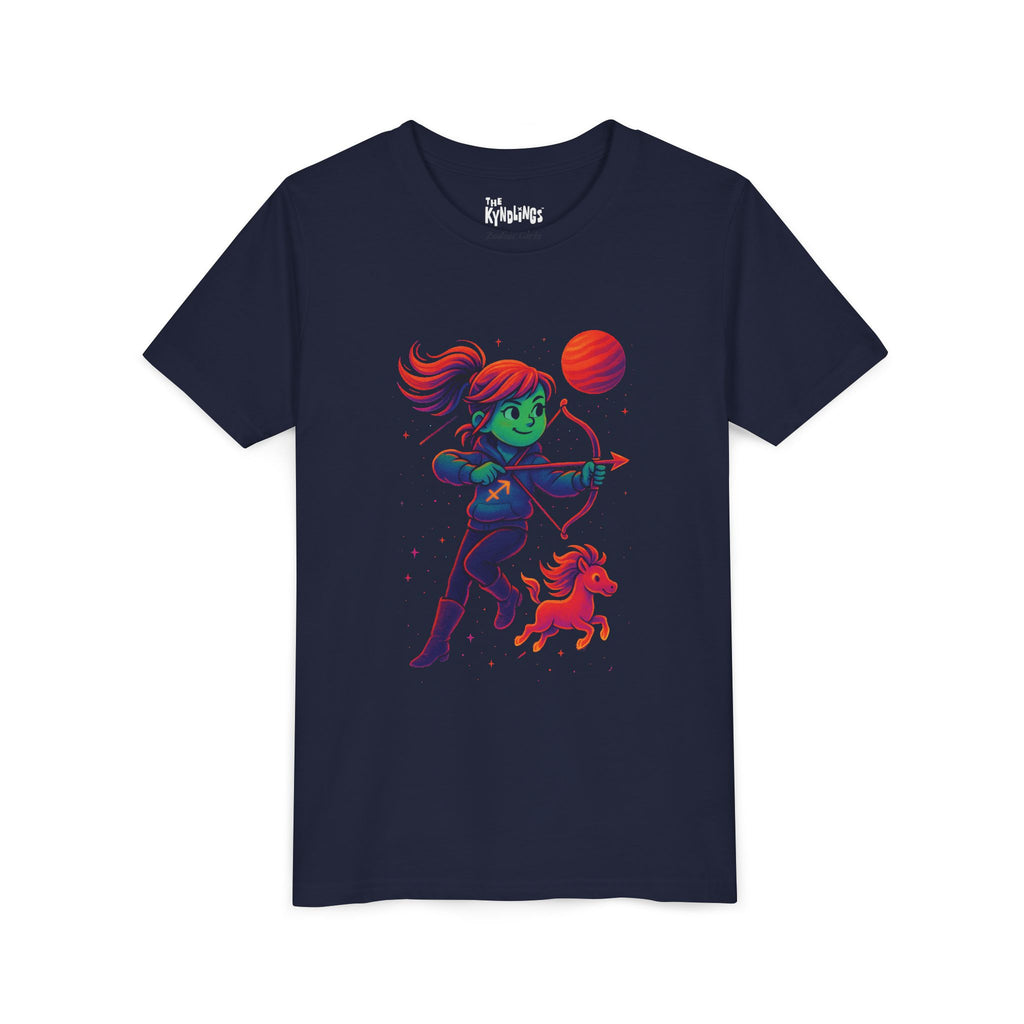 Sagittarius Zodiac Girl Youth T-Shirt | Astrology Gift for Kids | Cute Zodiac Sign Tee