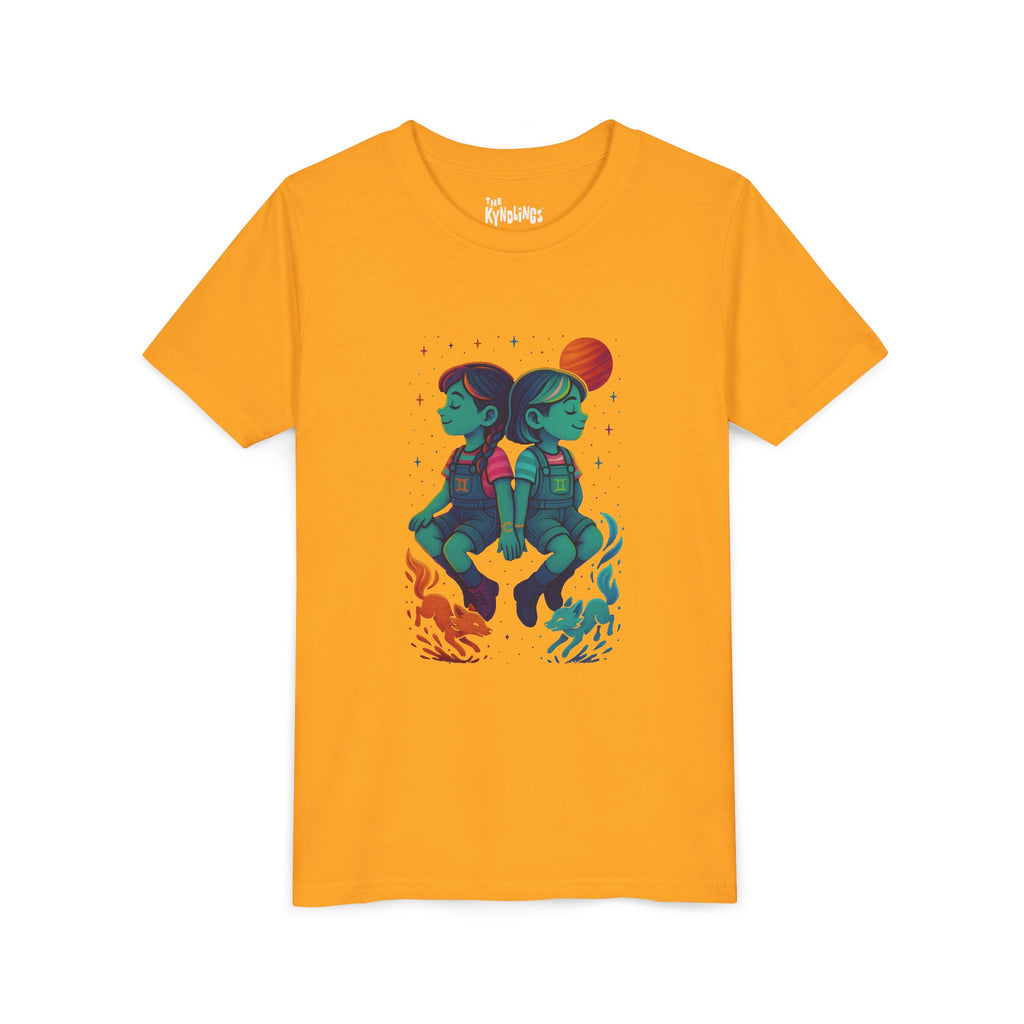 Gemini Zodiac Girl Youth T-Shirt | Astrology Gift for Kids | Cute Zodiac Sign Tee