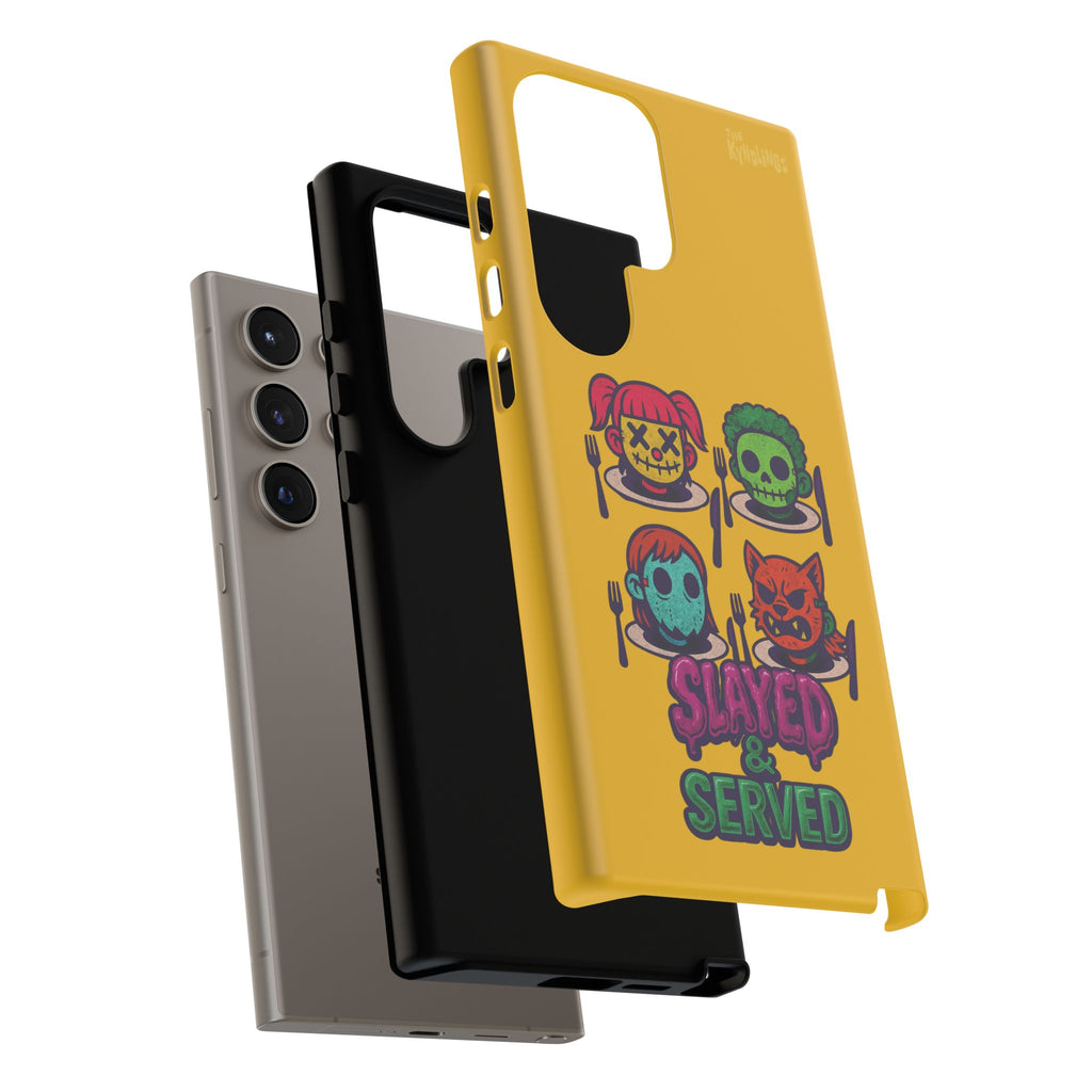 Slayed & Served Phone Case - Creepy Cute Masked Kids Neon Kawaii Horror Cover for iPhone and Samsung