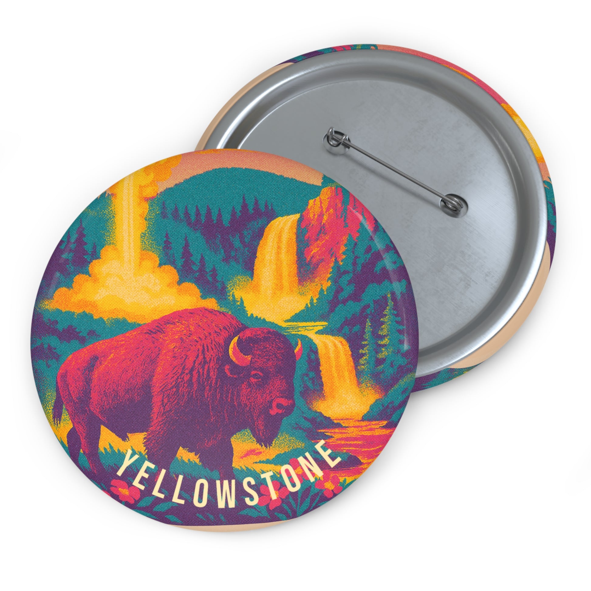 Yellowstone Ntl Park Pin Button: VINTAGEGRAPH Collection
