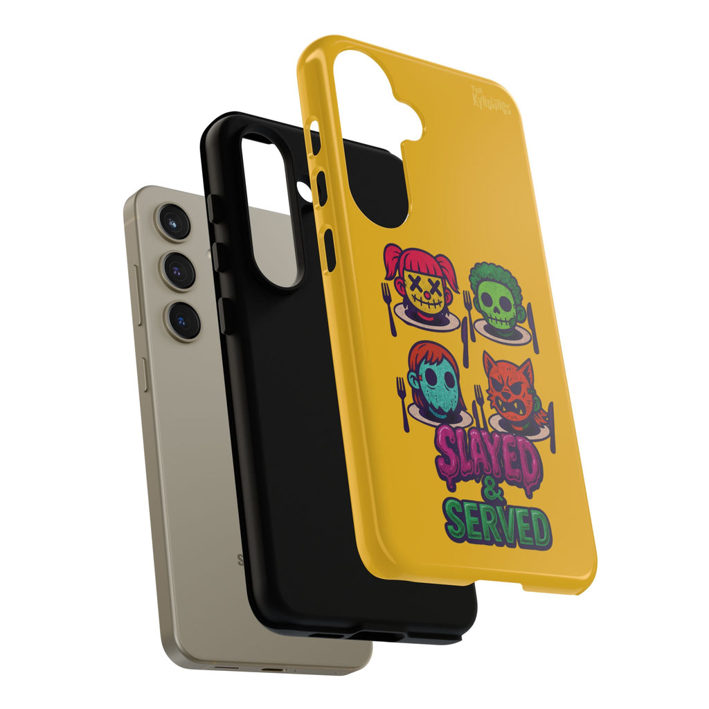 Slayed & Served Phone Case - Creepy Cute Masked Kids Neon Kawaii Horror Cover for iPhone and Samsung