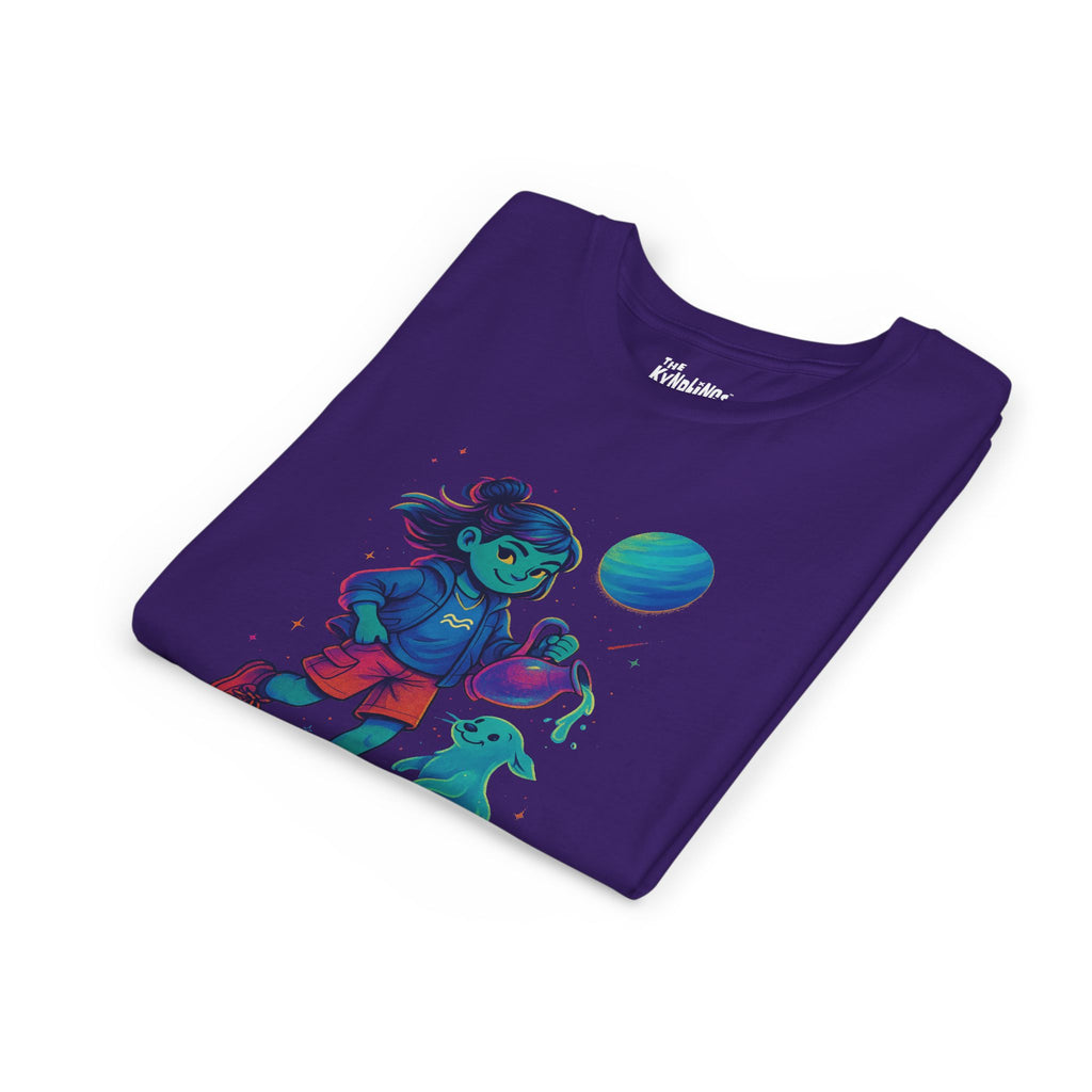 Aquarius Zodiac Girl Youth T-Shirt | Astrology Gift for Kids | Cute Zodiac Sign Tee