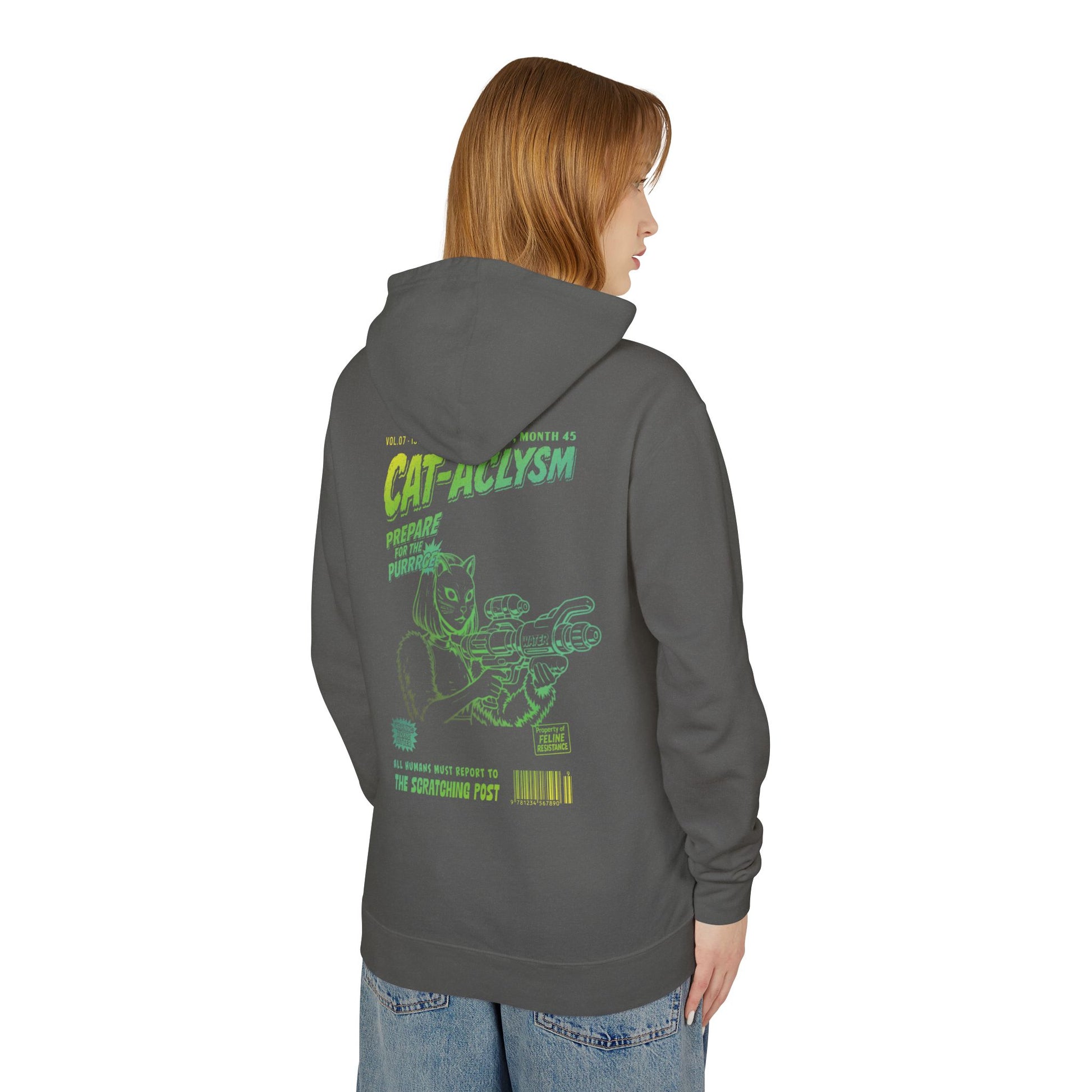 CAT-ACLYSM Hoodie - Comic Zine Style Retro Graphic Unisex Lightweight Hooded Sweatshirt