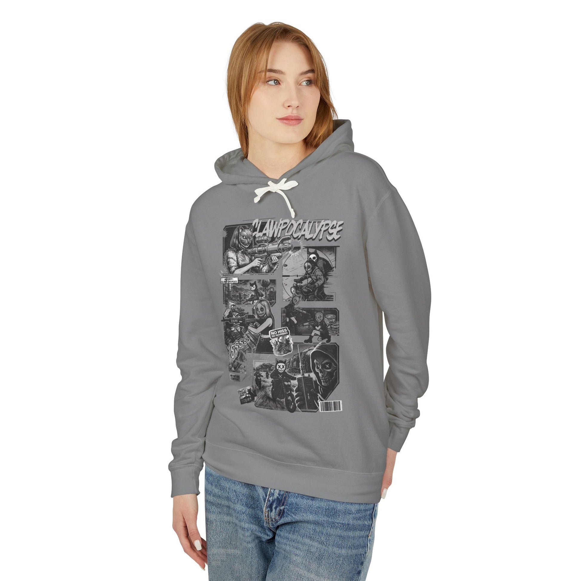 CAT-ACLYSM Hoodie - Comic Zine Style Retro Graphic Unisex Lightweight Hooded Sweatshirt