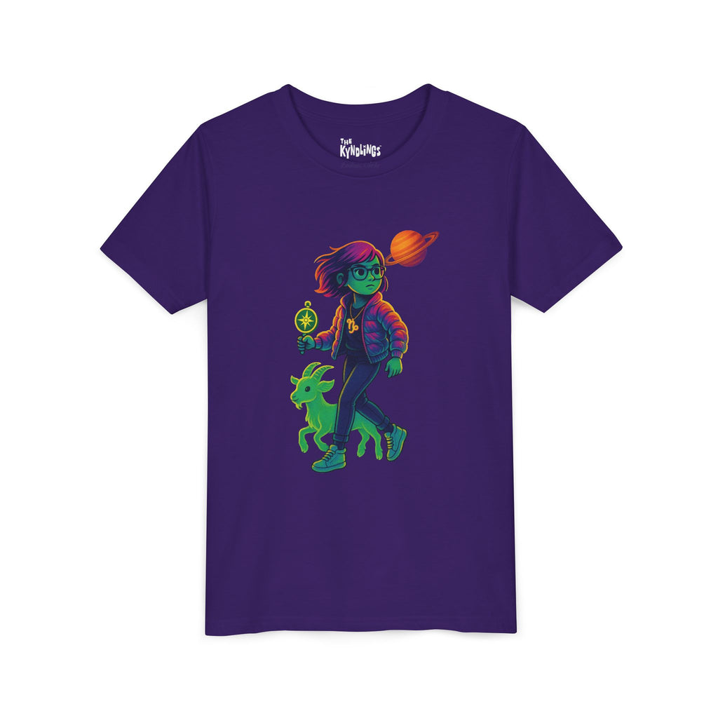 Capricorn Zodiac Girl Youth T-Shirt | Astrology Gift for Kids | Cute Zodiac Sign Tee