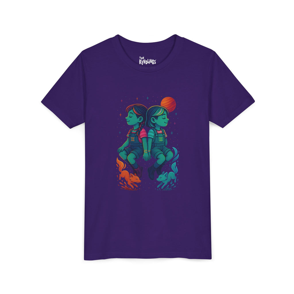 Gemini Zodiac Girl Youth T-Shirt | Astrology Gift for Kids | Cute Zodiac Sign Tee