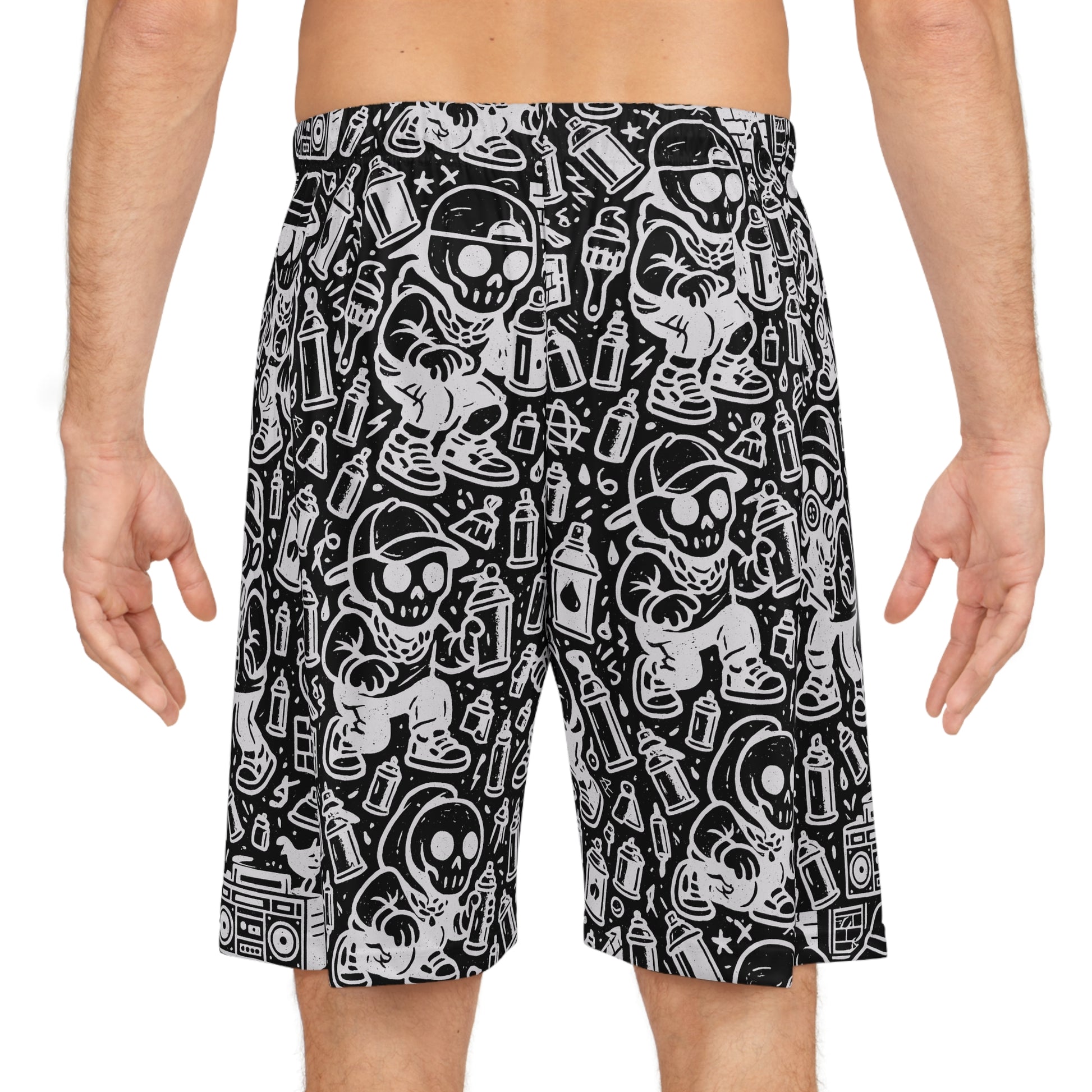 Graffiti Artist Skull Print Basketball Shorts