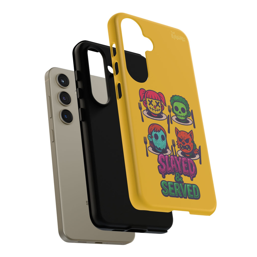 Slayed & Served Phone Case - Creepy Cute Masked Kids Neon Kawaii Horror Cover for iPhone and Samsung