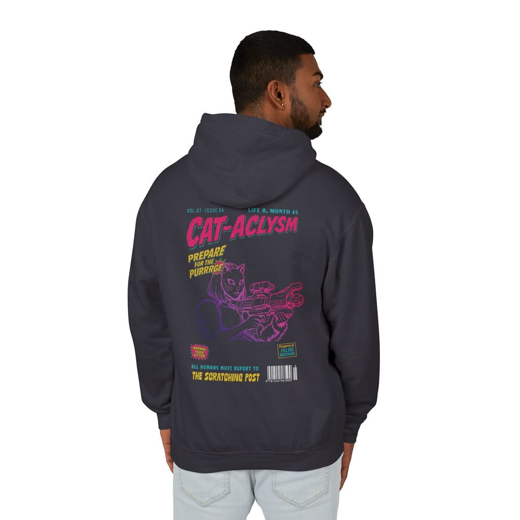 CAT-ACLYSM Hoodie - Comic Zine Style Retro Graphic Unisex Lightweight Hooded Sweatshirt