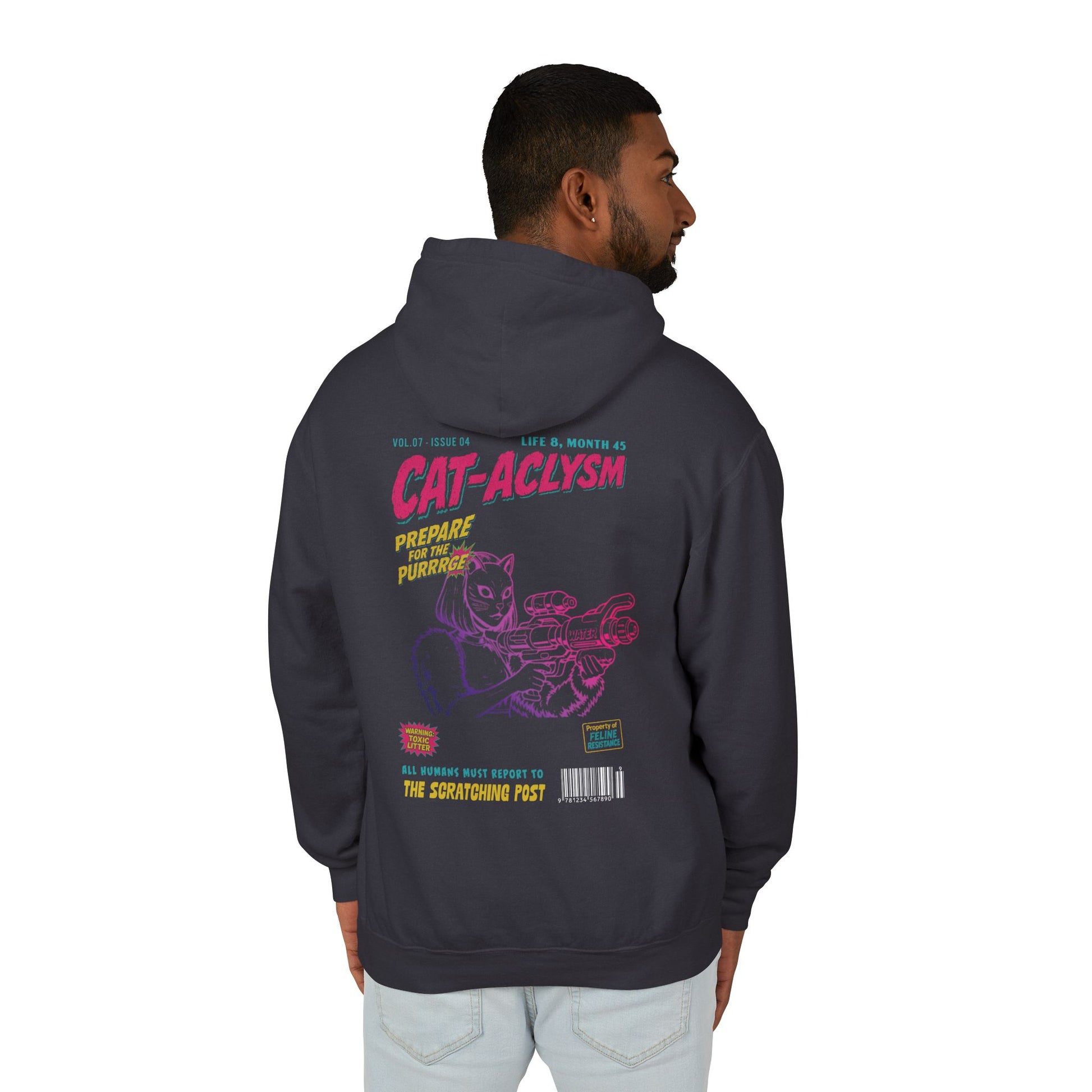 CAT-ACLYSM Hoodie - Comic Zine Style Retro Graphic Unisex Lightweight Hooded Sweatshirt