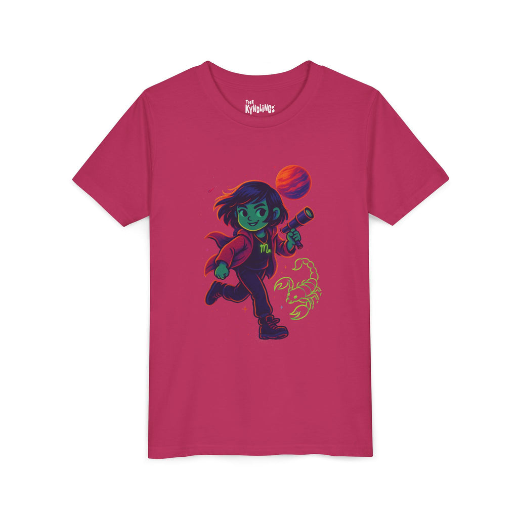 Scorpio Zodiac Girl Youth T-Shirt | Astrology Gift for Kids | Cute Zodiac Sign Tee