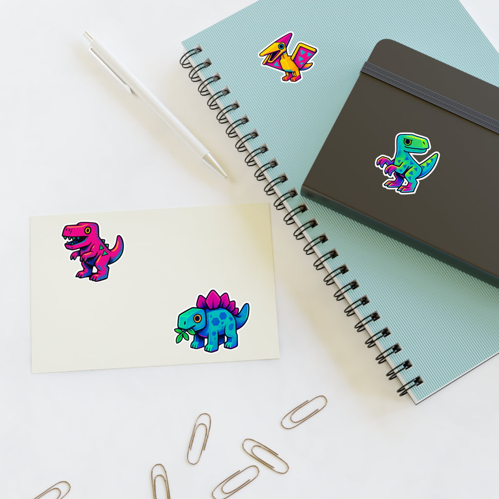 Vibrant Dinosaur Sticker Sheets - Fun Decor for Kids, Party Favors, Scrapbooking, Personalized Gifts, Creative Projects