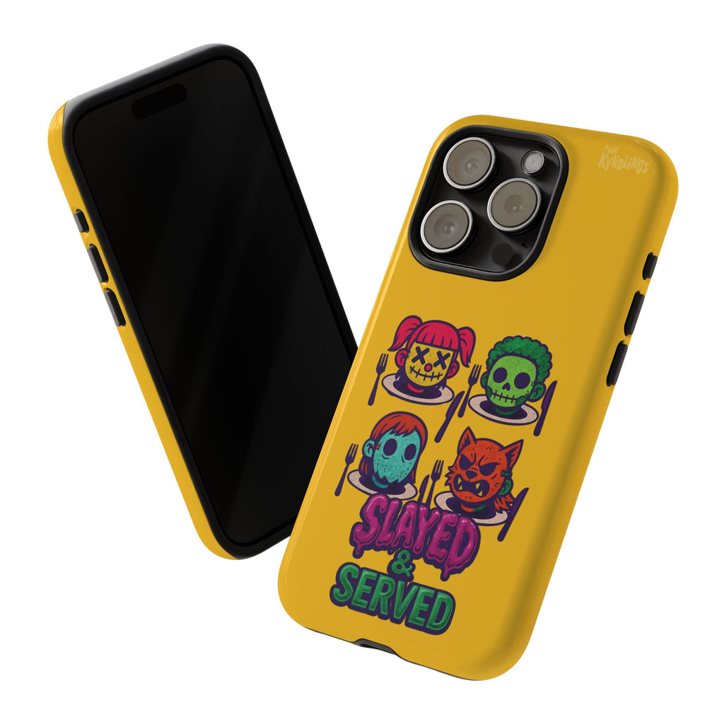 Slayed & Served Phone Case - Creepy Cute Masked Kids Neon Kawaii Horror Cover for iPhone and Samsung