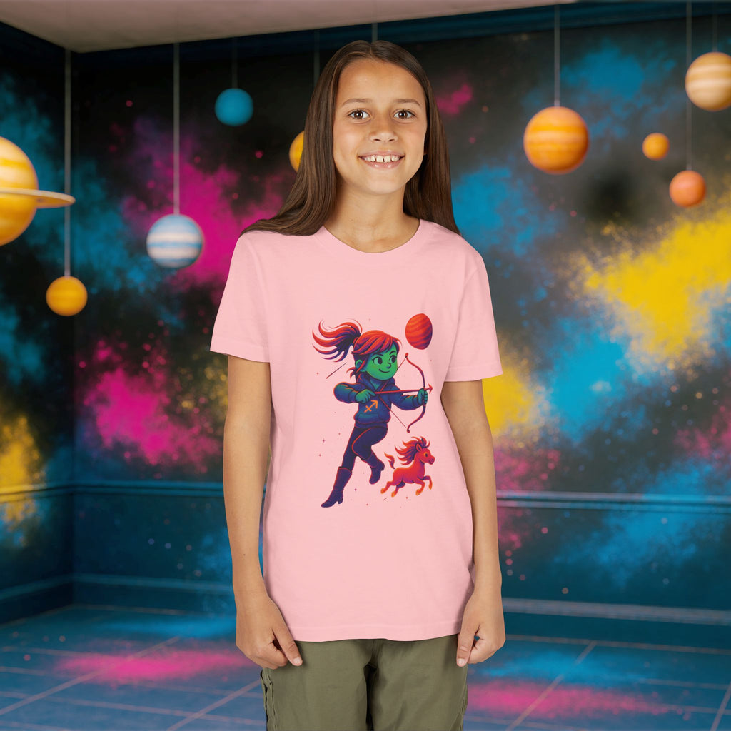 Sagittarius Zodiac Girl Youth T-Shirt | Astrology Gift for Kids | Cute Zodiac Sign Tee
