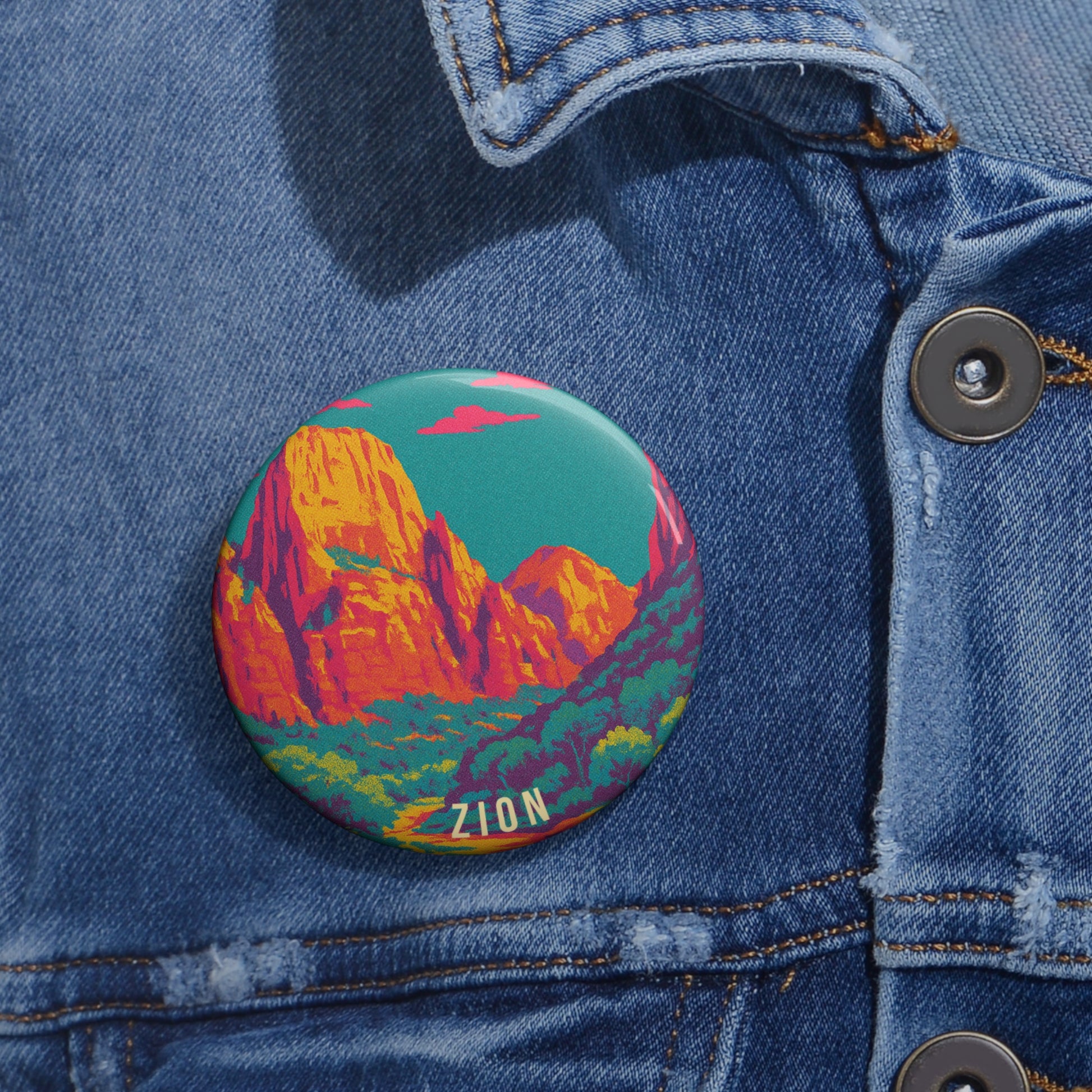 Zion Ntl Park Pin Button: VINTAGEGRAPH Collection