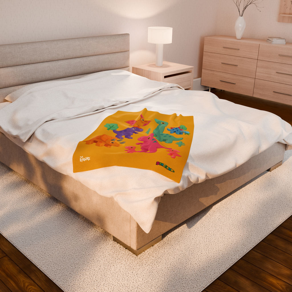 DYNOSAWR Velveteen Plush Blanket – 3 Sizes and Colors