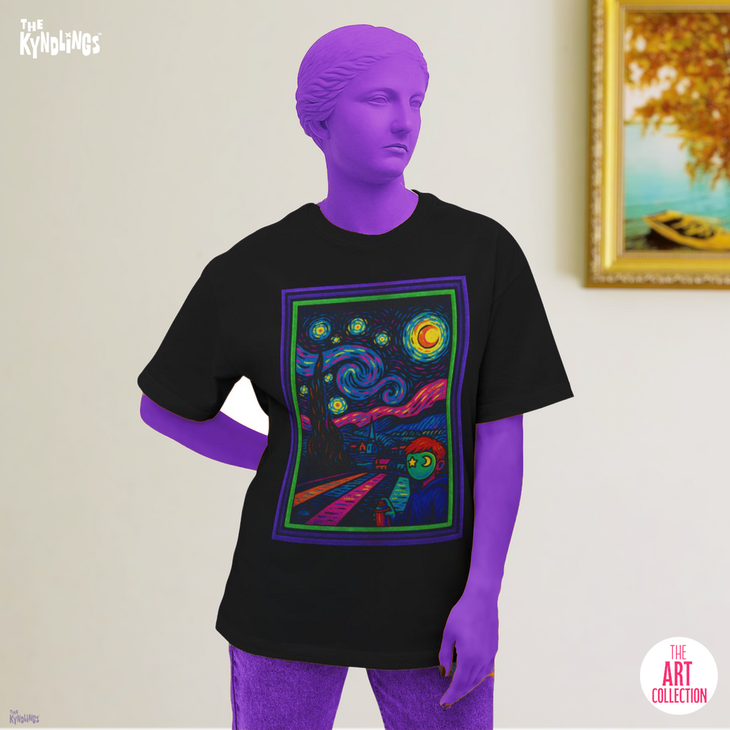 Starry Artist : Van Gogh Oversized Graphic Tee, Bold Unisex Streetwear Shirt