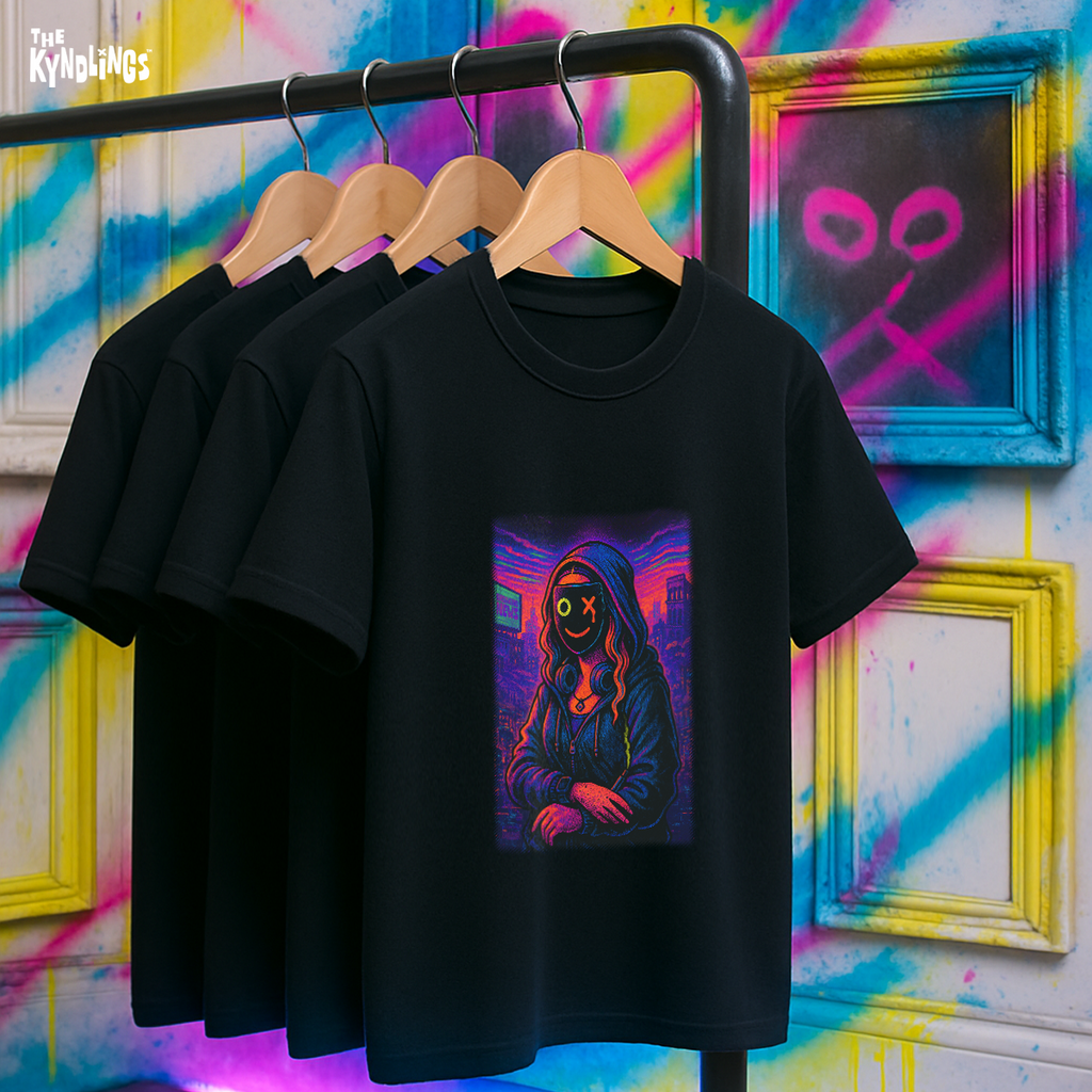 LISA : Monalisa Unisex Oversized Graphic Tee, Double-Sided Satirical Art Shirt