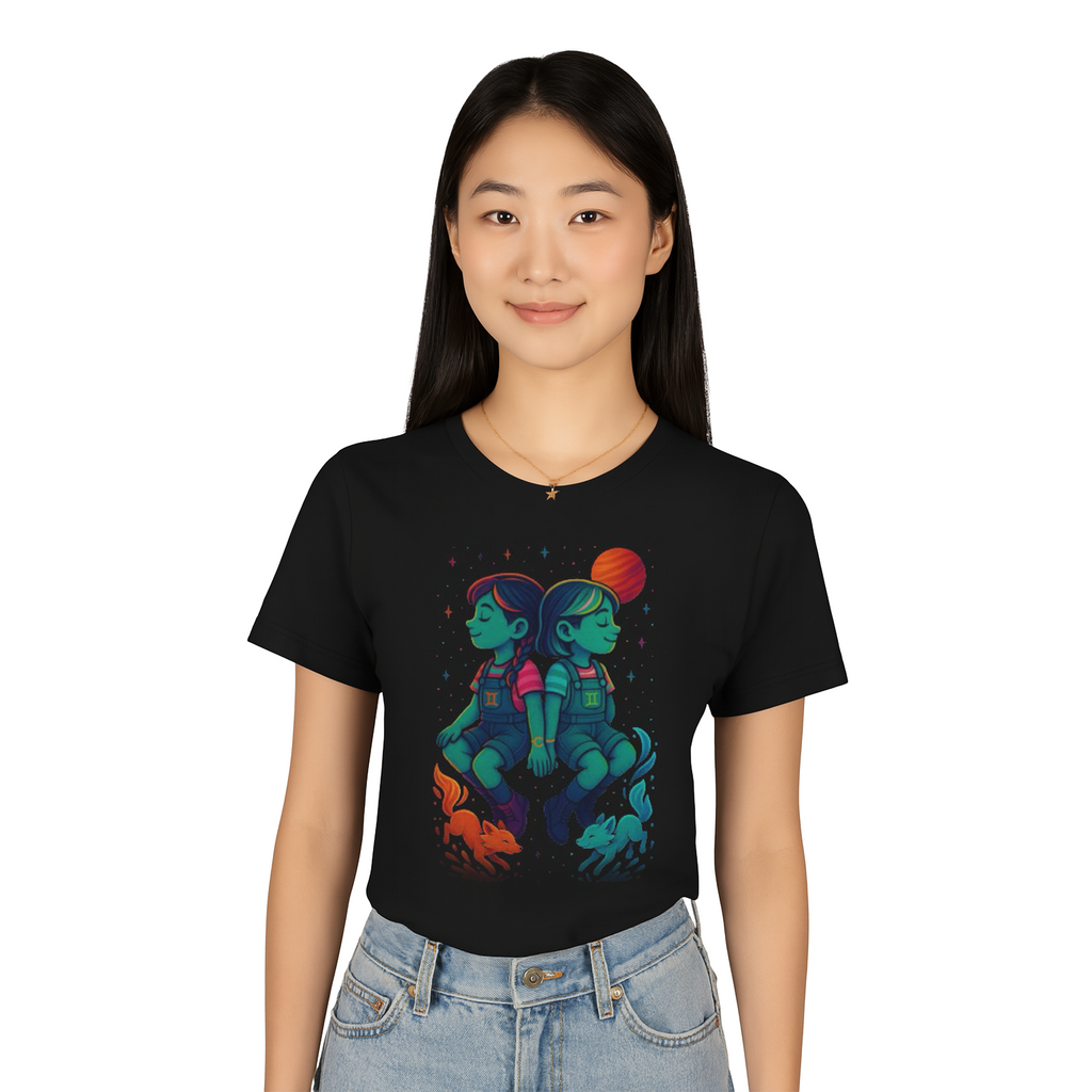 Gemini Zodiac Girl Youth T-Shirt | Astrology Gift for Kids | Cute Zodiac Sign Tee