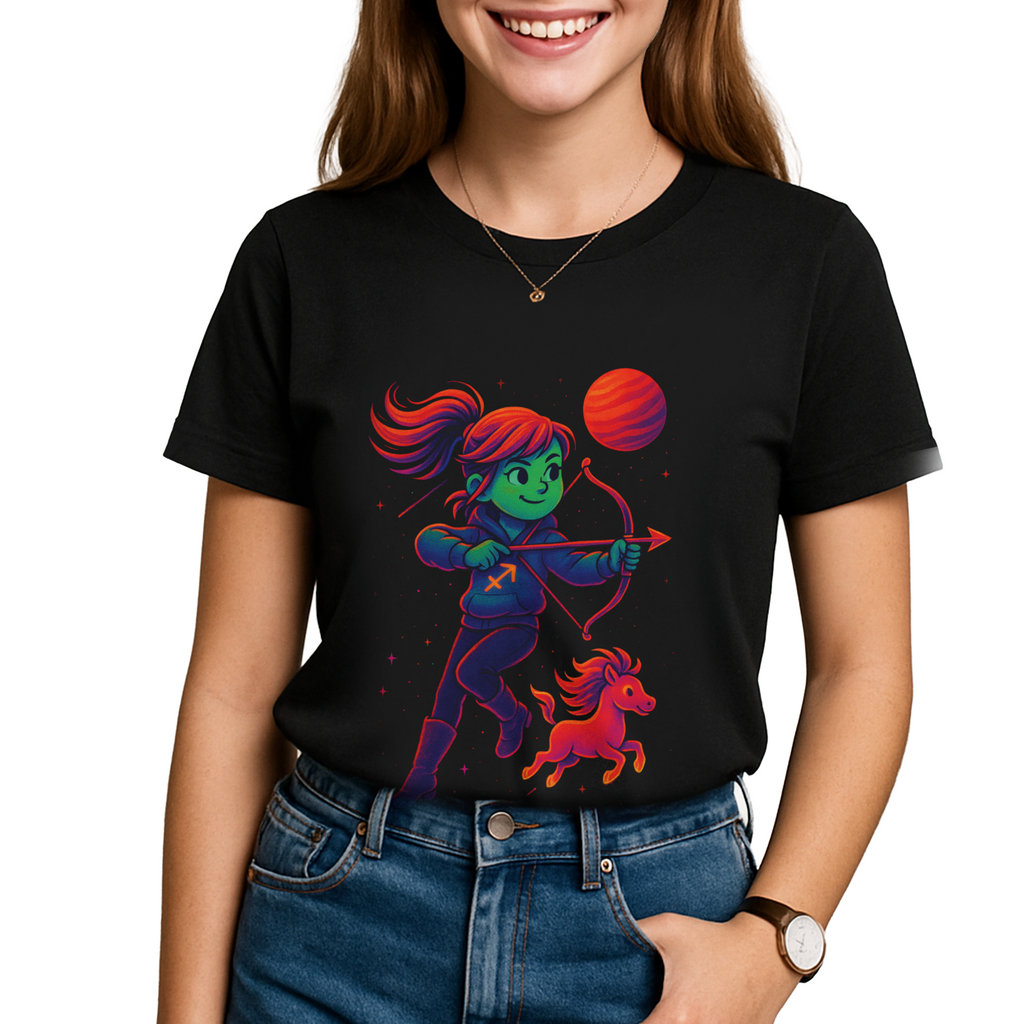 Sagittarius Zodiac Girl Youth T-Shirt | Astrology Gift for Kids | Cute Zodiac Sign Tee