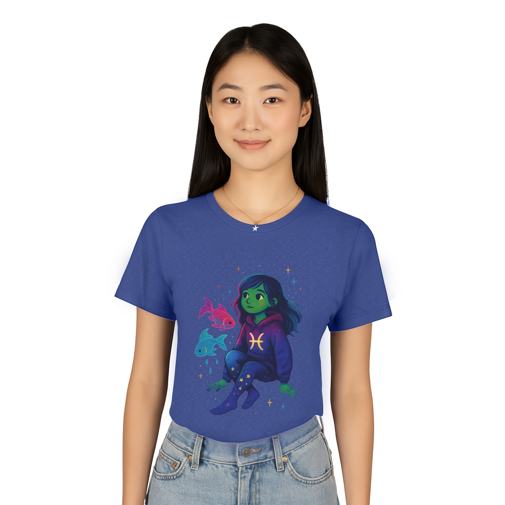 Pisces Zodiac Girl Youth T-Shirt | Astrology Gift for Kids | Cute Zodiac Sign Tee